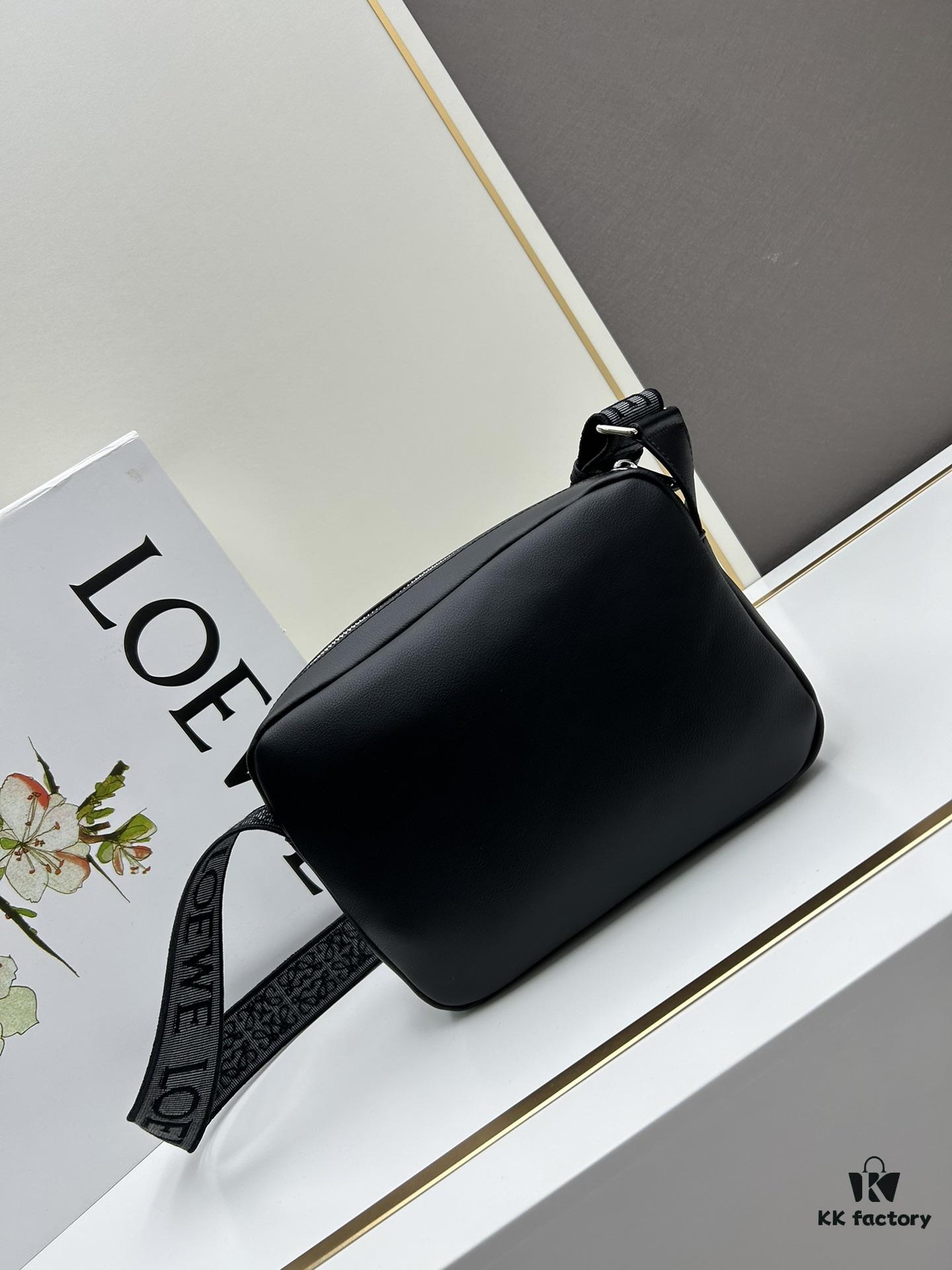 6930d8e56e68136f4d9b17e3 Loewe New Soft Smooth Calfskin Leather and Jacquard Fabric Military Messenger Bag for Men