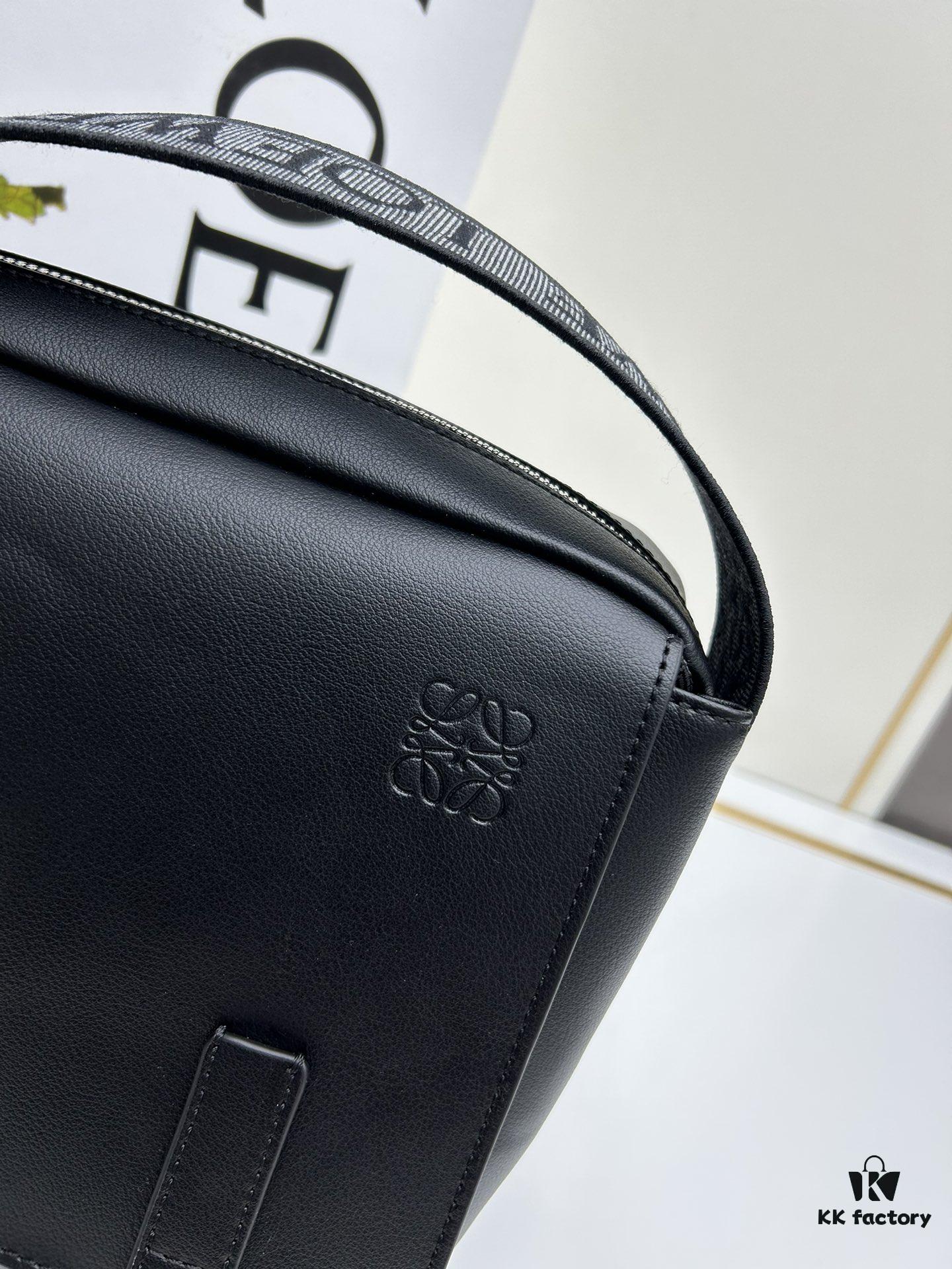 6930d8e66e68136f4d9b17e4 Loewe New Soft Smooth Calfskin Leather and Jacquard Fabric Military Messenger Bag for Men