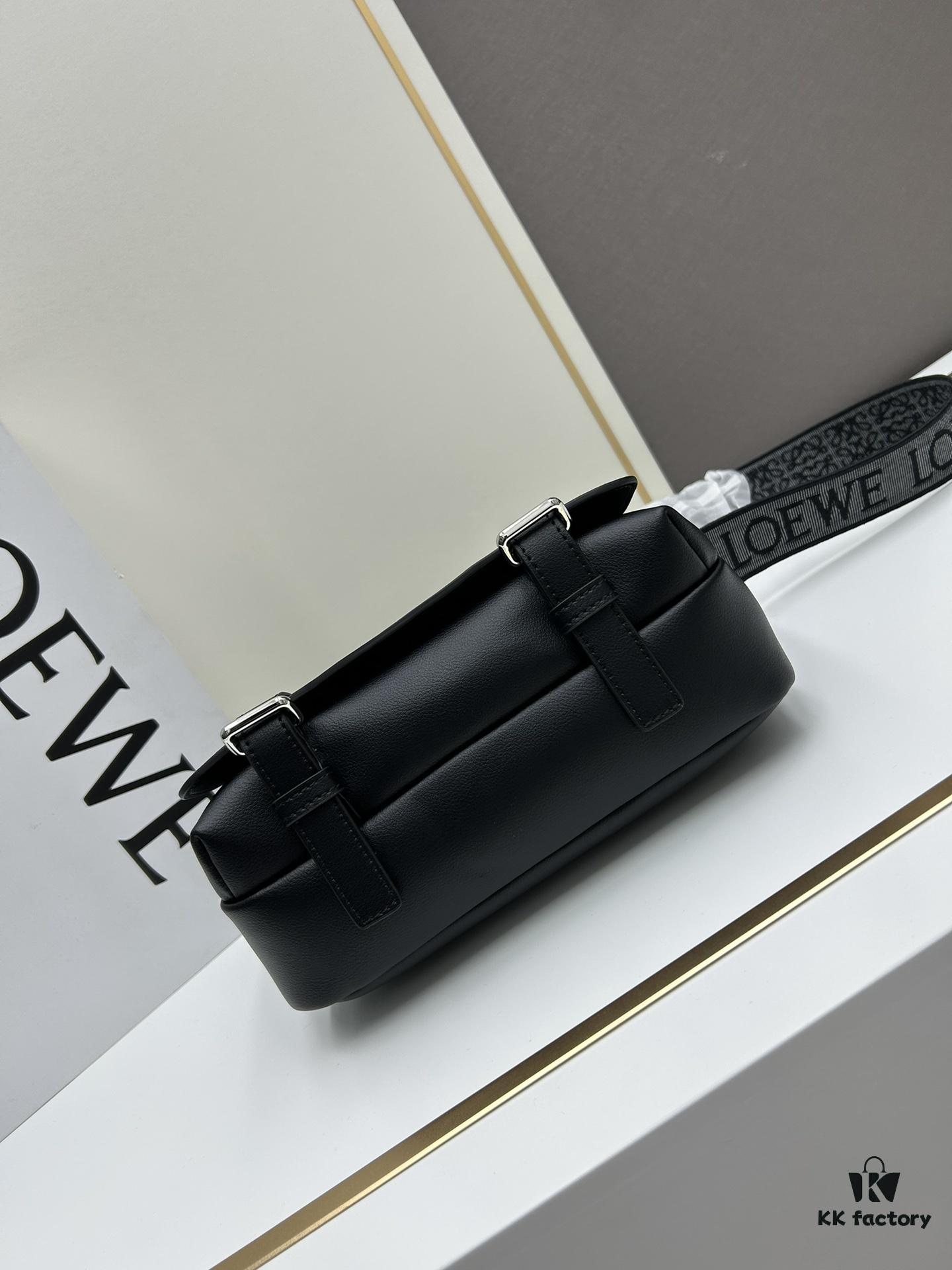 6930d8e66e68136f4d9b17e5 Loewe New Soft Smooth Calfskin Leather and Jacquard Fabric Military Messenger Bag for Men