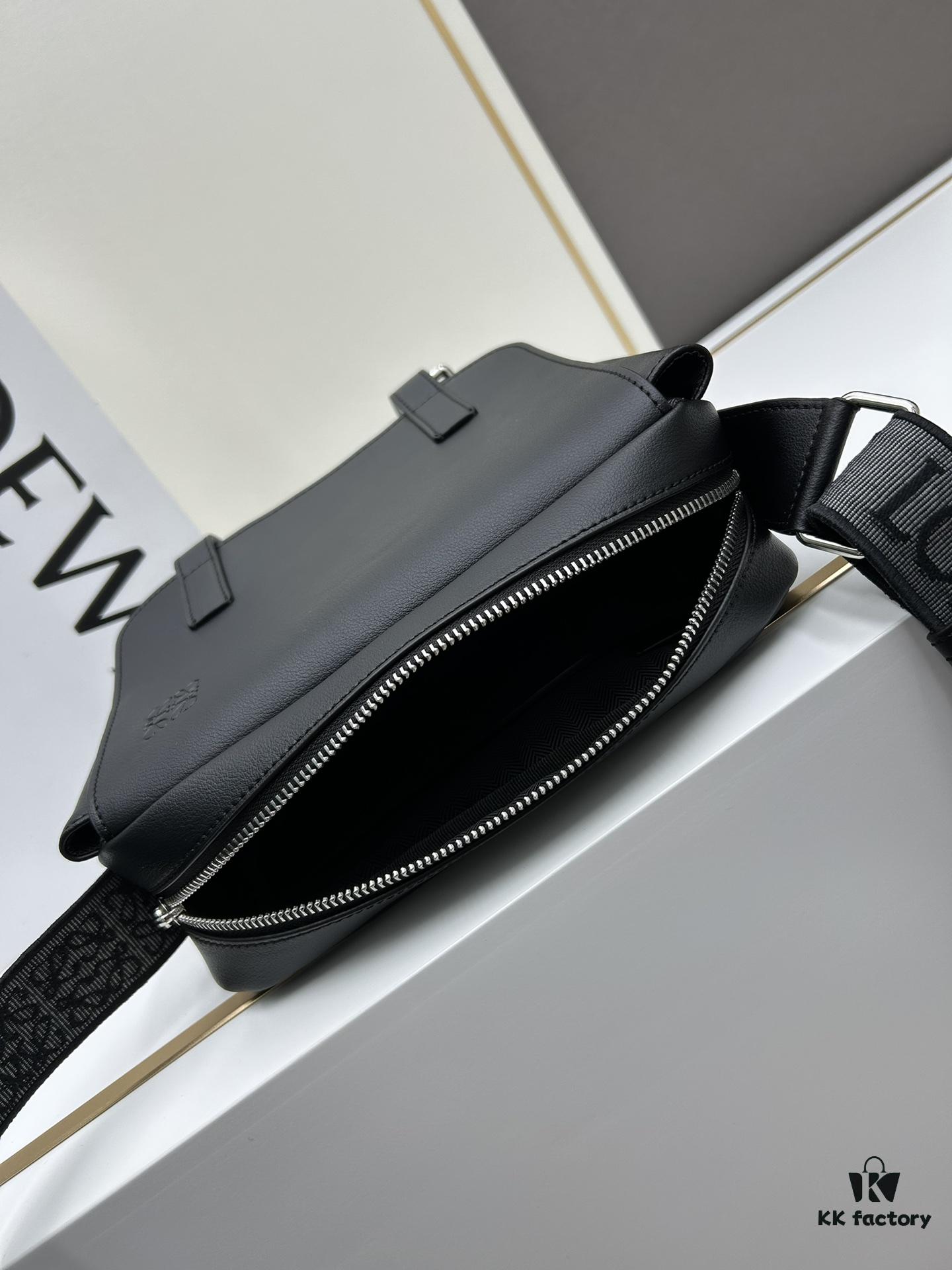 6930d8eb6e68136f4d9b17e8 Loewe New Soft Smooth Calfskin Leather and Jacquard Fabric Military Messenger Bag for Men