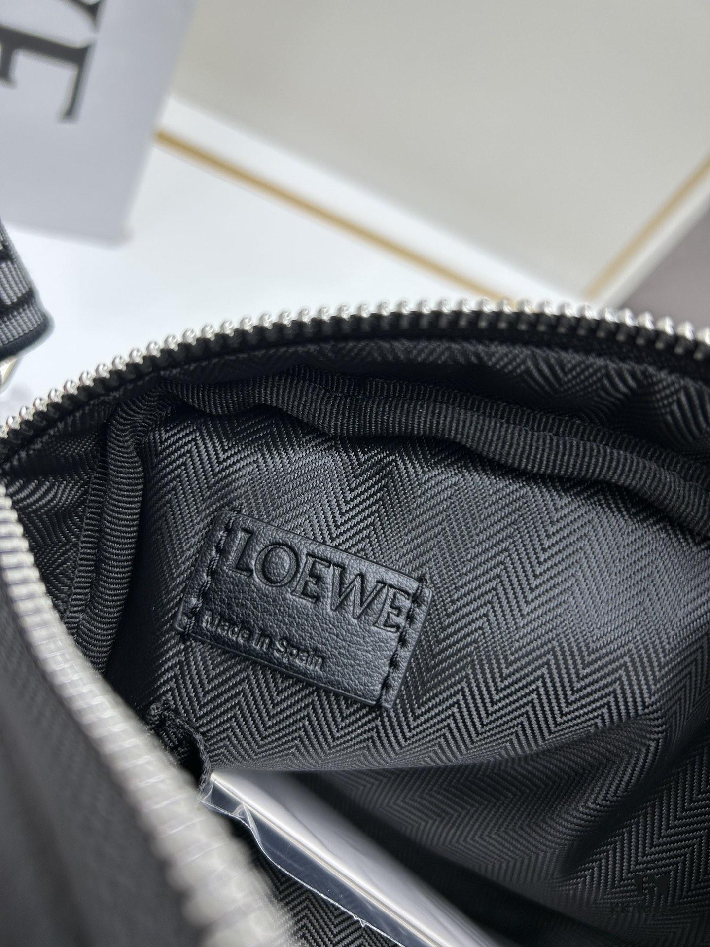 6930d8eb6e68136f4d9b17e9 Loewe New Soft Smooth Calfskin Leather and Jacquard Fabric Military Messenger Bag for Men