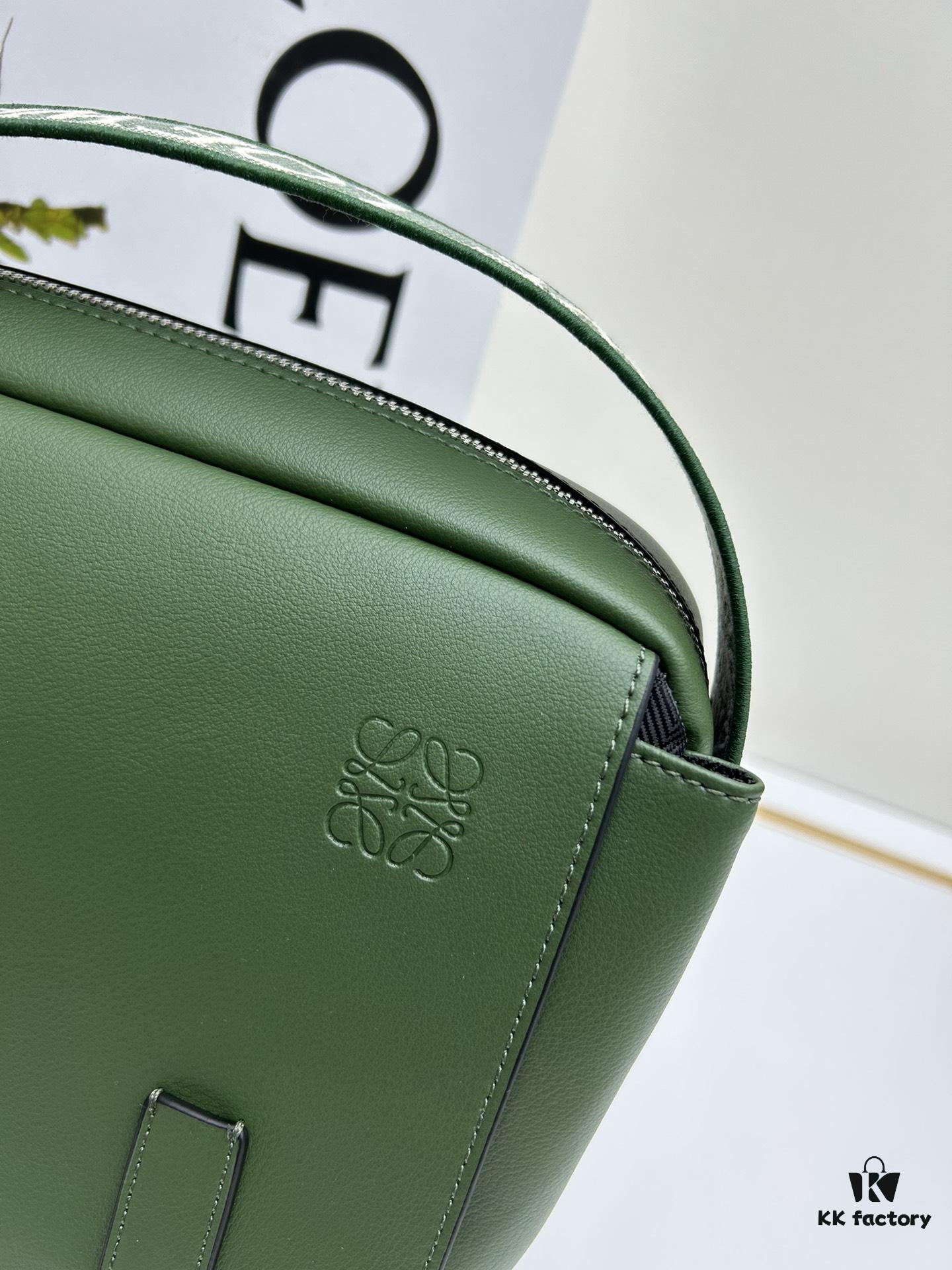 6930d8ee6e68136f4d9b17ec Loewe New Soft Smooth Cowhide Leather and Jacquard Fabric Military Messenger Bag for Men