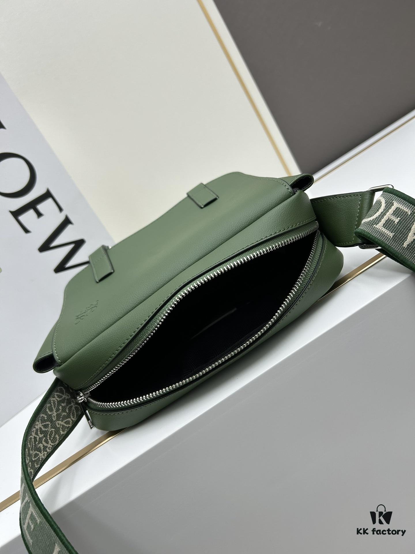 6930d8f26e68136f4d9b17ef Loewe New Soft Smooth Cowhide Leather and Jacquard Fabric Military Messenger Bag for Men
