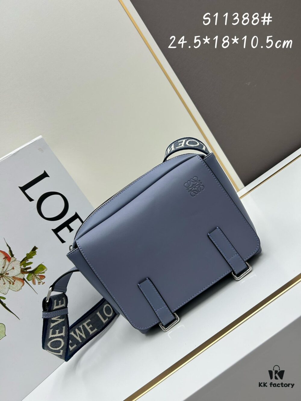 6930d8f26e68136f4d9b17f1 Loewe New Soft Smooth Calfskin Leather and Jacquard Fabric Military Messenger Bag for Men