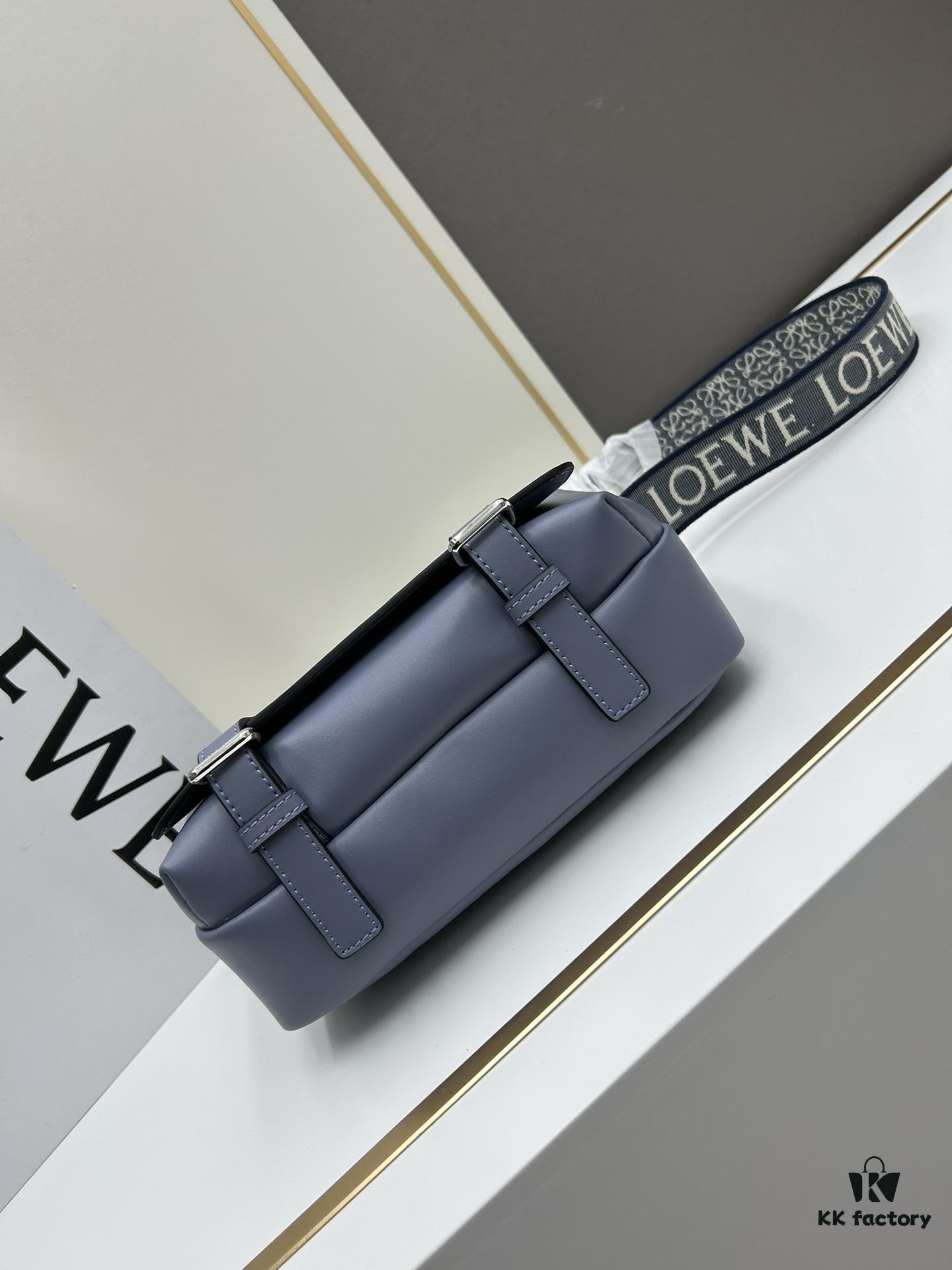 6930d8f46e68136f4d9b17f6 Loewe New Soft Smooth Calfskin Leather and Jacquard Fabric Military Messenger Bag for Men