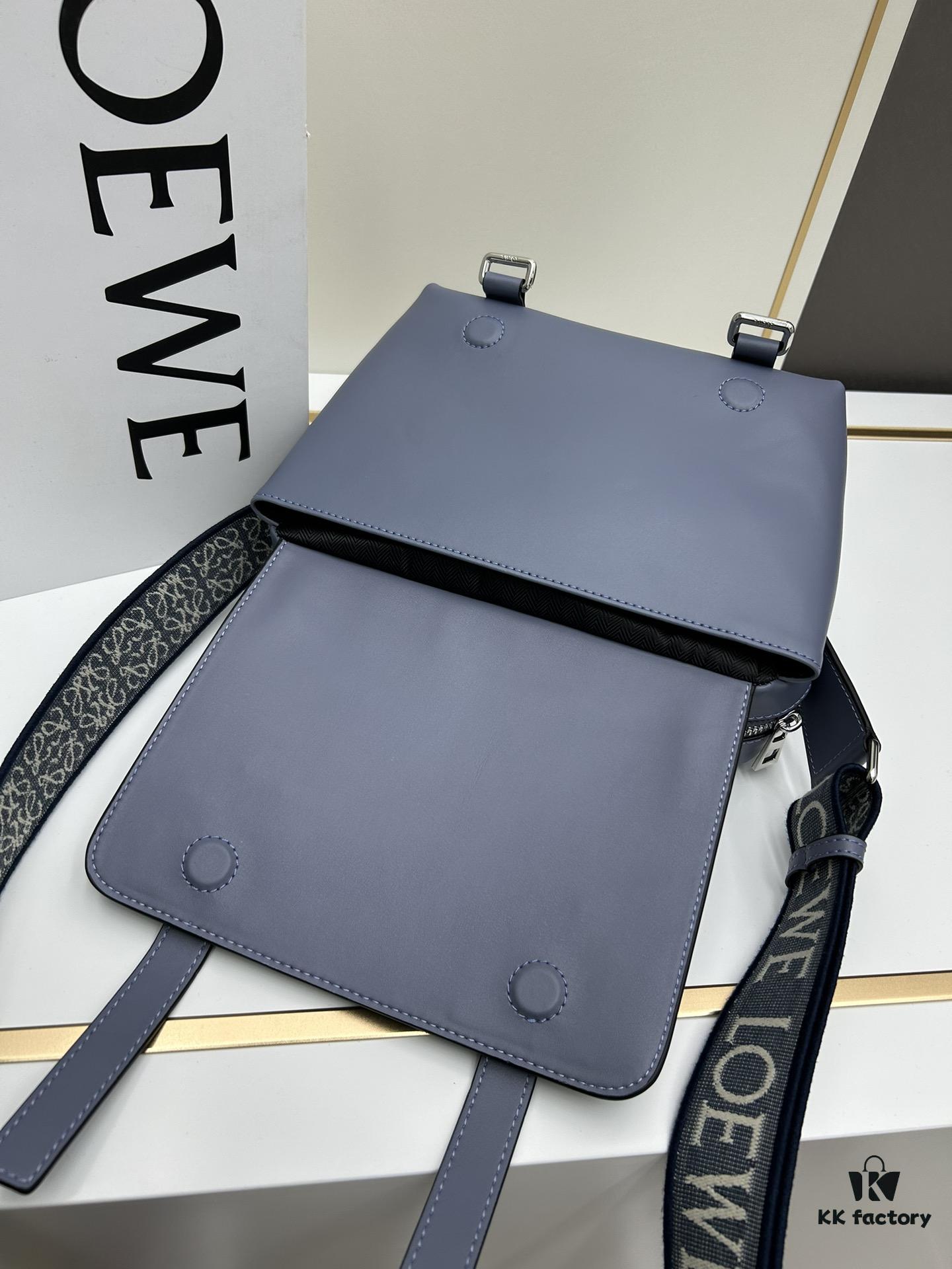6930d8fb6e68136f4d9b17fe Loewe New Soft Smooth Calfskin Leather and Jacquard Fabric Military Messenger Bag for Men