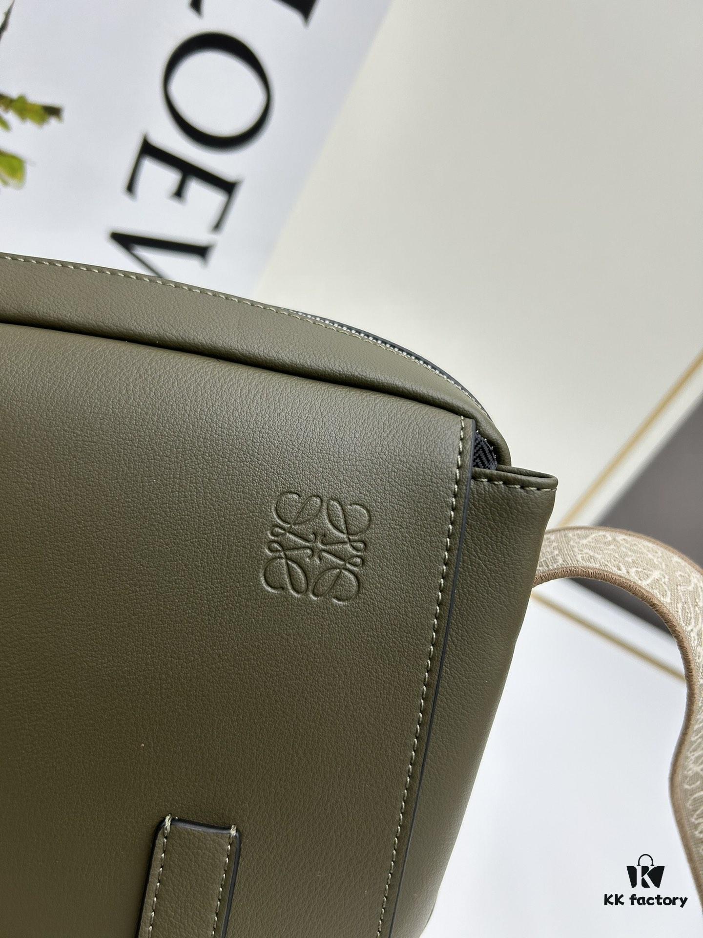 6930d8fc6e68136f4d9b17ff Loewe New Soft Smooth Cowhide Leather and Jacquard Fabric Military Messenger Bag for Men