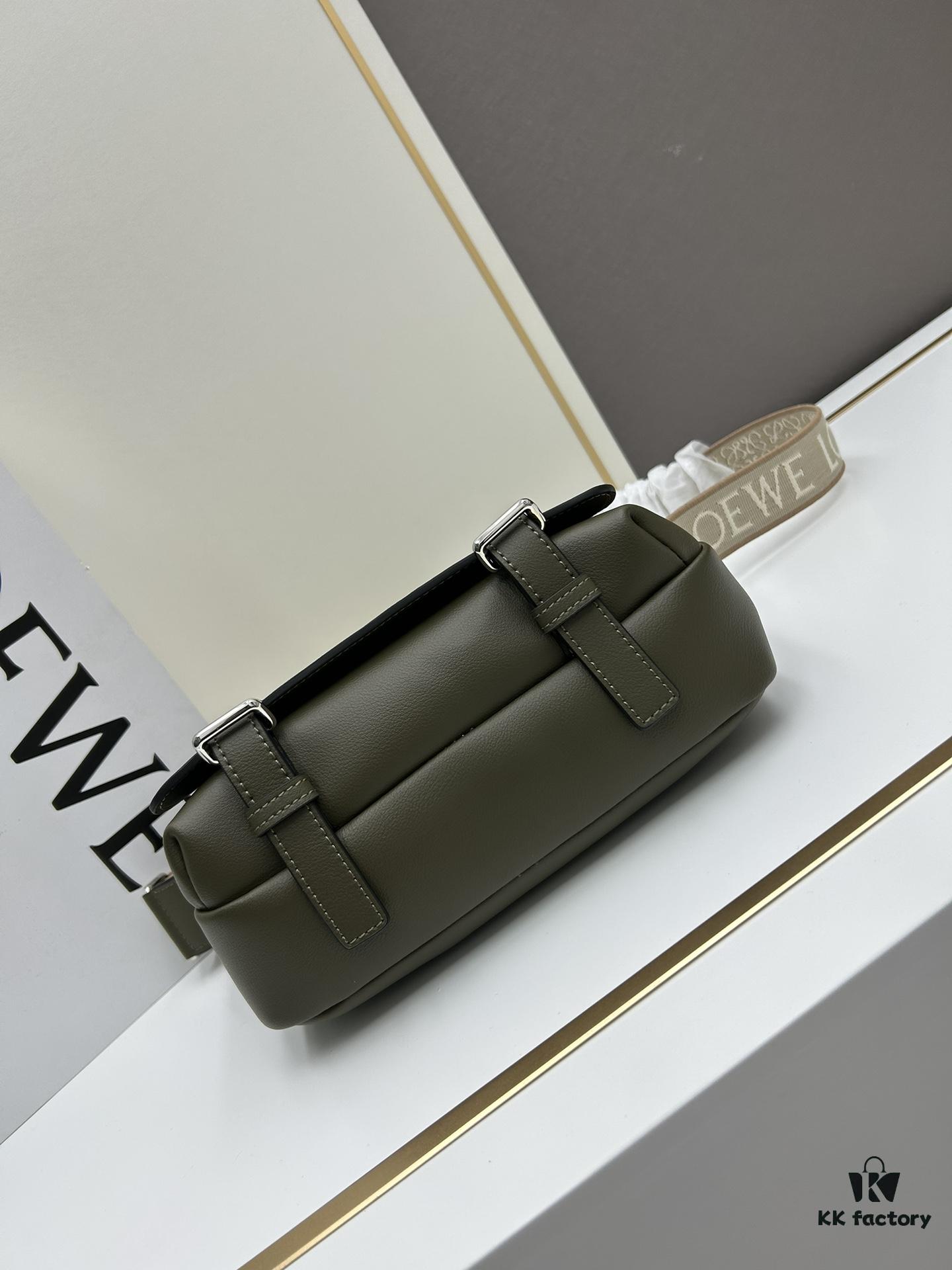 6930d8fd6e68136f4d9b1801 Loewe New Soft Smooth Cowhide Leather and Jacquard Fabric Military Messenger Bag for Men