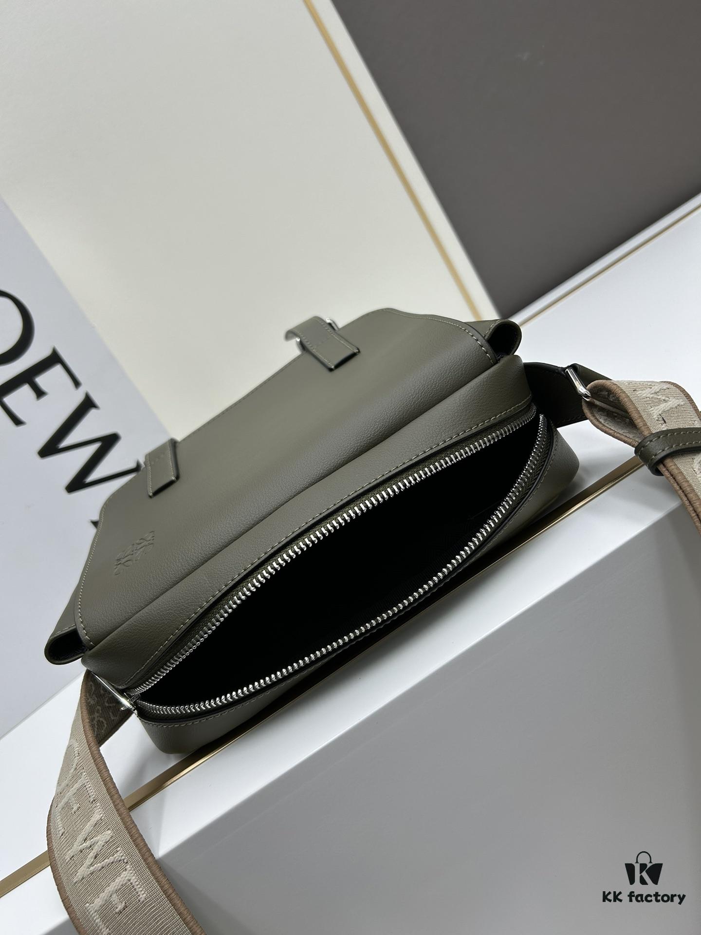 6930d8ff6e68136f4d9b1804 Loewe New Soft Smooth Cowhide Leather and Jacquard Fabric Military Messenger Bag for Men