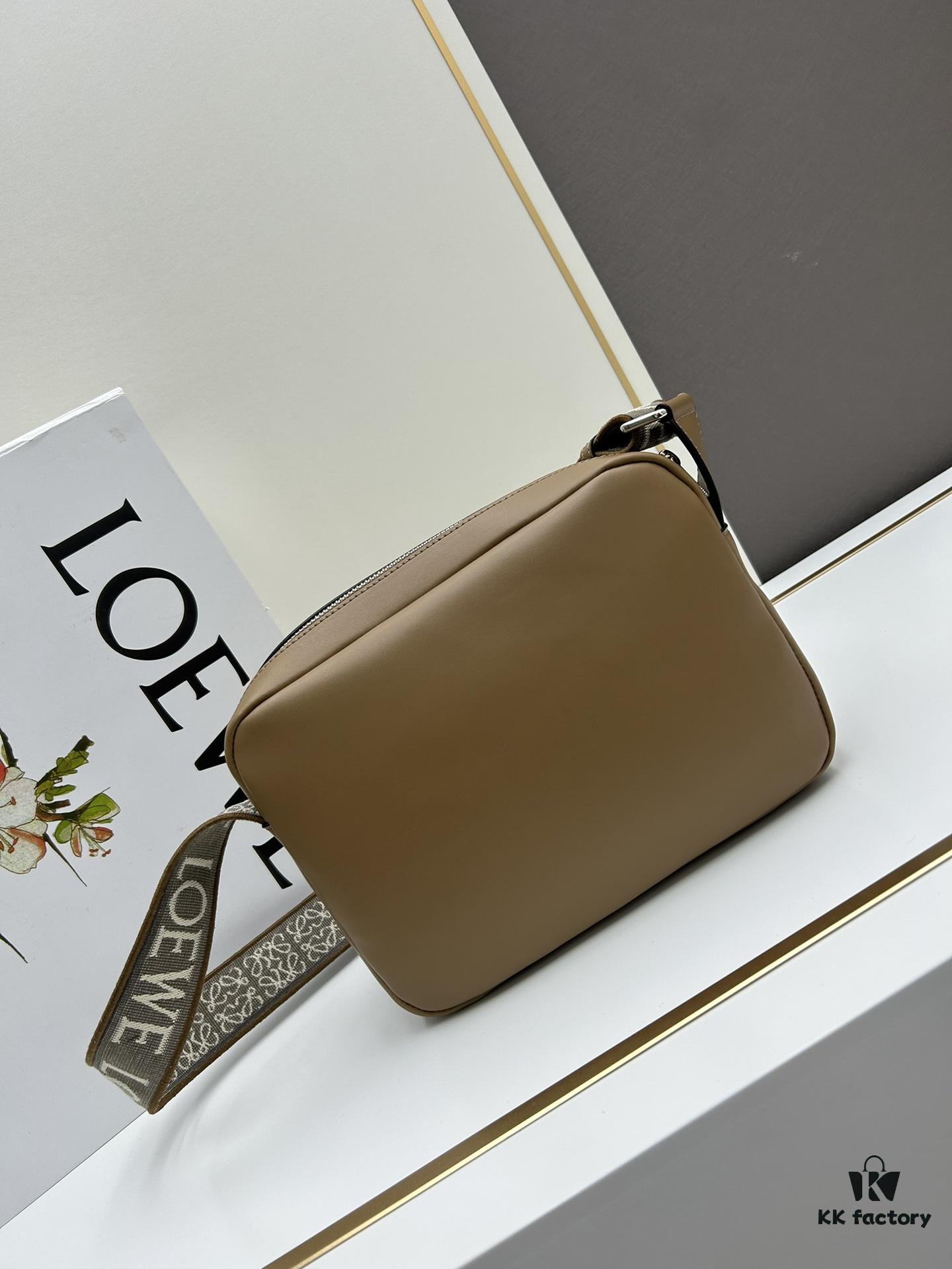 6930d9016e68136f4d9b1807 Loewe New Soft Smooth Cowhide Leather and Jacquard Fabric Military Messenger Bag for Men