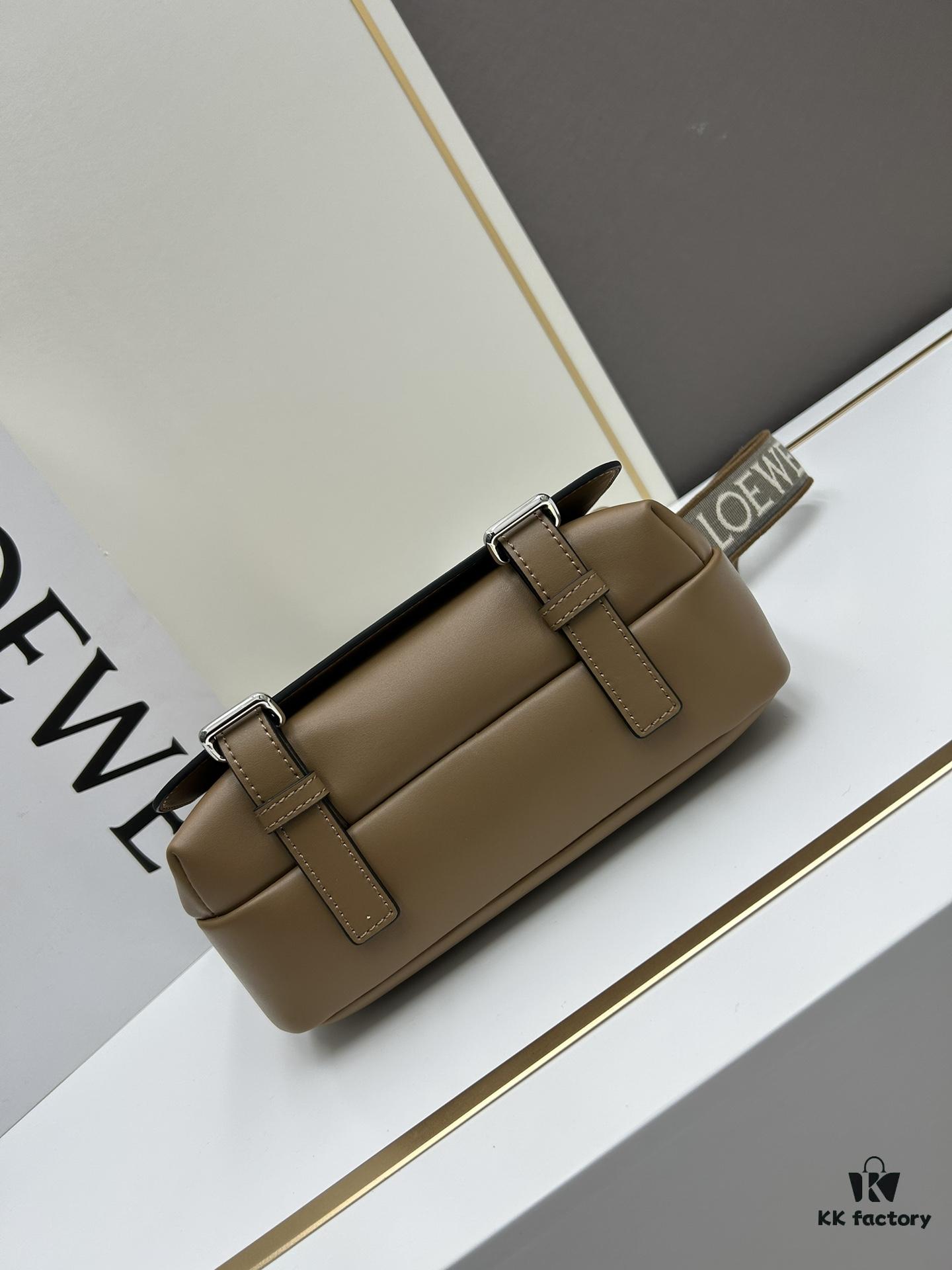 6930d9016e68136f4d9b1809 Loewe New Soft Smooth Cowhide Leather and Jacquard Fabric Military Messenger Bag for Men
