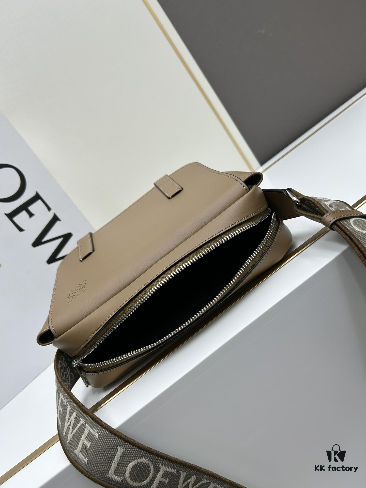 6930d9056e68136f4d9b180d Loewe New Soft Smooth Cowhide Leather and Jacquard Fabric Military Messenger Bag for Men