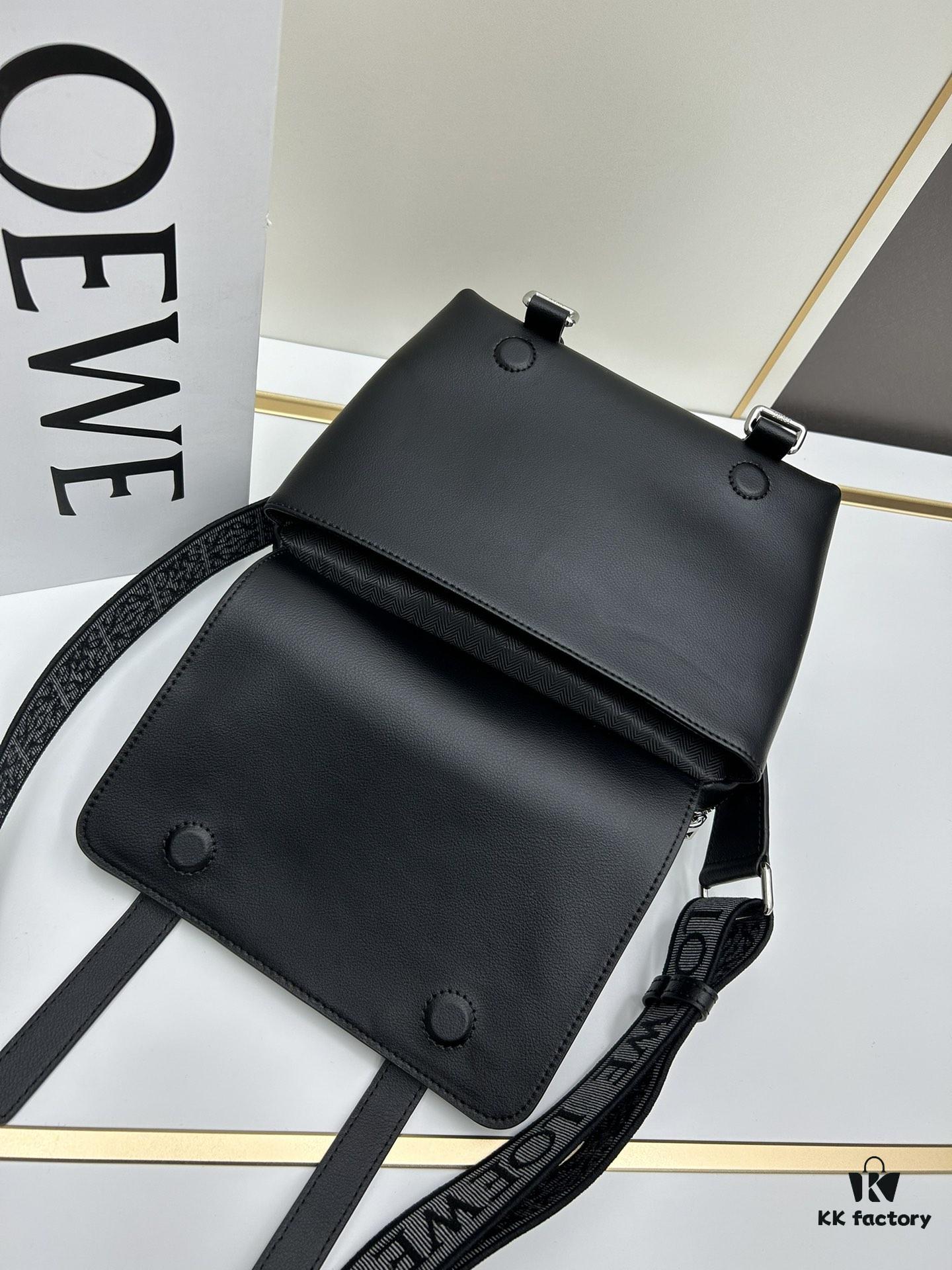 6930d9096e68136f4d9b1814 Loewe New Soft Smooth Calfskin Leather and Jacquard Fabric Military Messenger Bag for Men