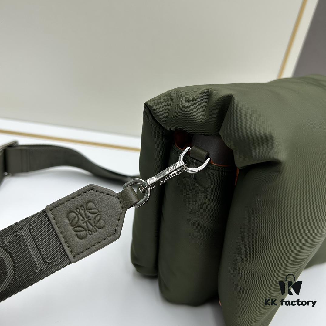 6930d90b6e68136f4d9b181c LOEWE Puffer Goya Nylon Handbag Size 24-17-9