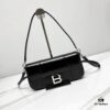 In Stock‼️ Large Size [Black-Silver Plain Weave] BALENCIAGO Hourglass Crossbody Bag