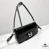 In Stock‼️ Large Size [Black-Silver Plain Weave] BALENCIAGO Hourglass Crossbody Bag
