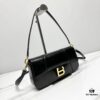 6930d99b6e68136f4d9b18dd Hot Selling Genuine BALENCIAGA Hourglass Crossbody Bag in Black and Gold Plain Texture - Large Size