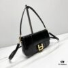 In Stock! Small Size [Black and Gold Plain Texture] BALENCIAGA Hourglass Crossbody Bag