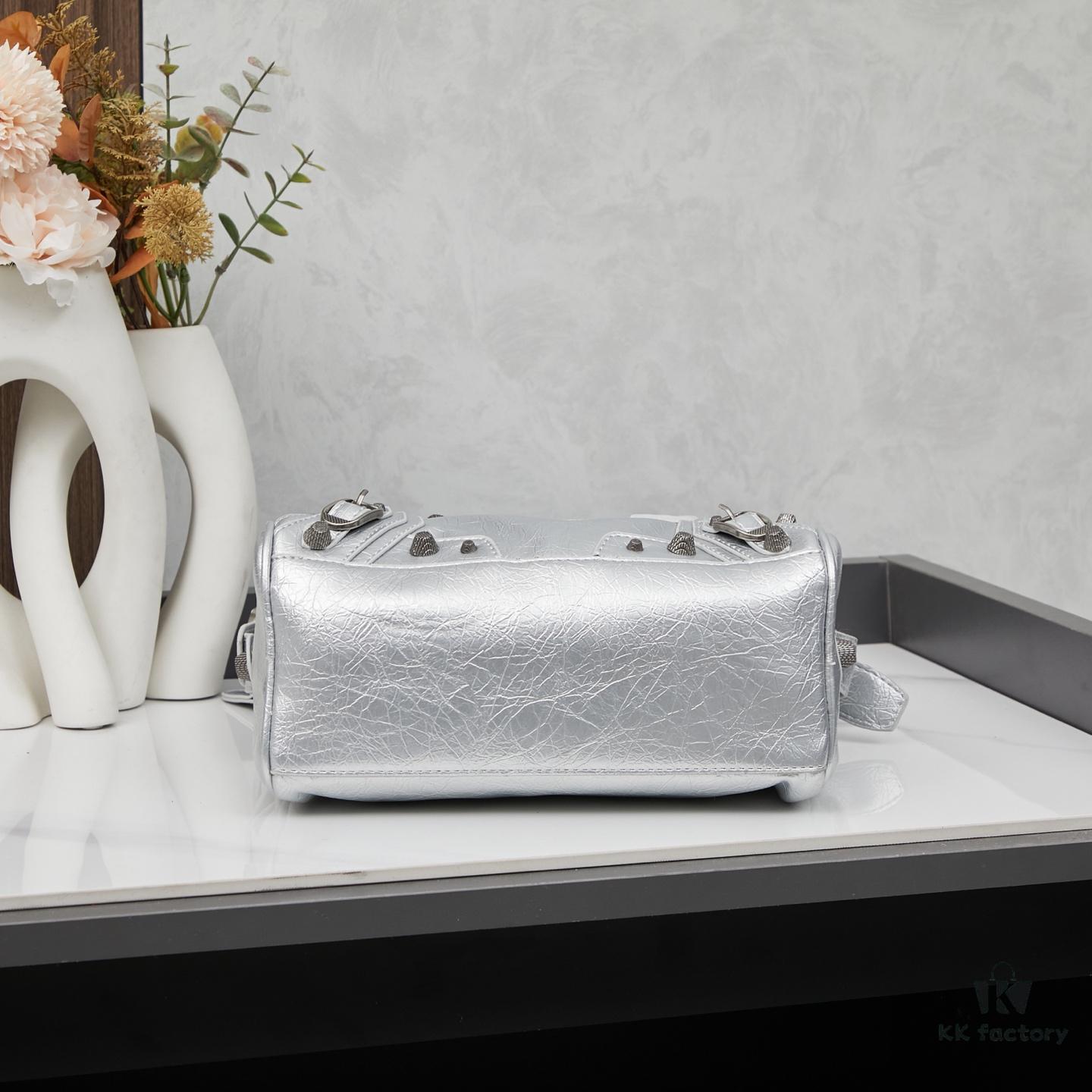 6930dadb6e68136f4d9b1a8f Balenciaga Mini Citi Motorcycle Bag - Small Size Black Silver Tote