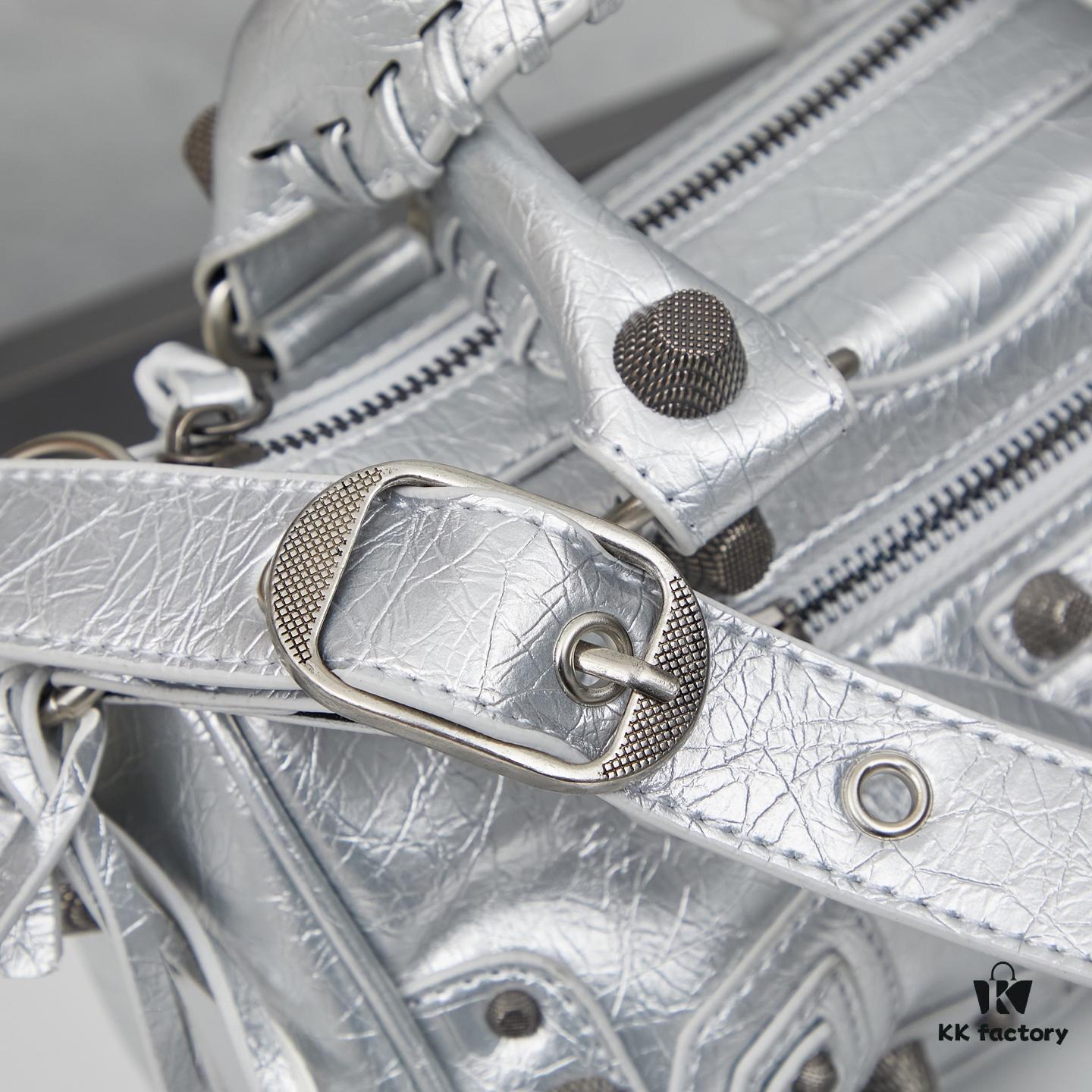 6930dadd6e68136f4d9b1a91 Balenciaga Mini Citi Motorcycle Bag - Small Size Black Silver Tote