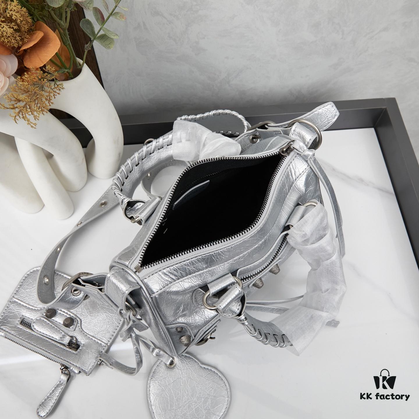 6930dae56e68136f4d9b1a99 Balenciaga Mini Citi Motorcycle Bag - Small Size Black Silver Tote