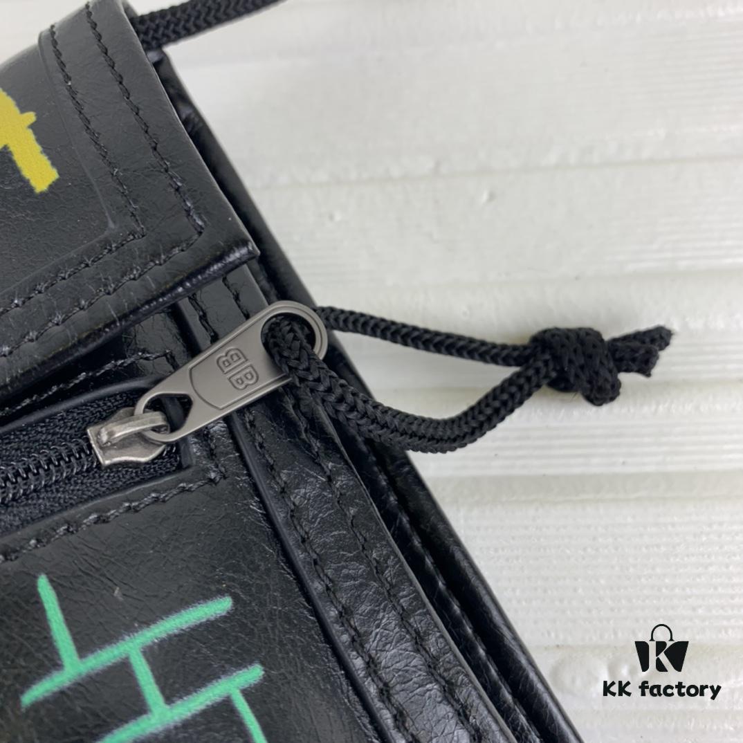 New BALEZIA Leather Rope Crossbody Bag Graffiti Phone Bag