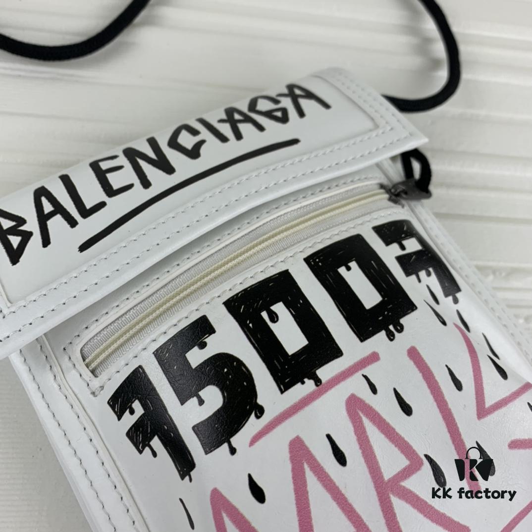 6930dc326e68136f4d9b1c52 New BALENCIAGA Leather Strap Crossbody Bag Graffiti Phone Pouch