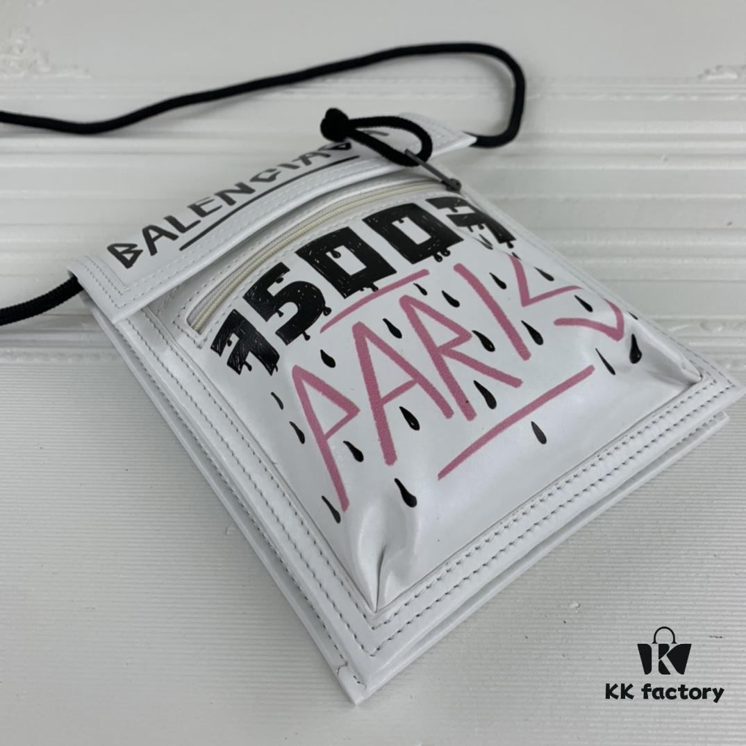 6930dc346e68136f4d9b1c54 New BALENCIAGA Leather Strap Crossbody Bag Graffiti Phone Pouch