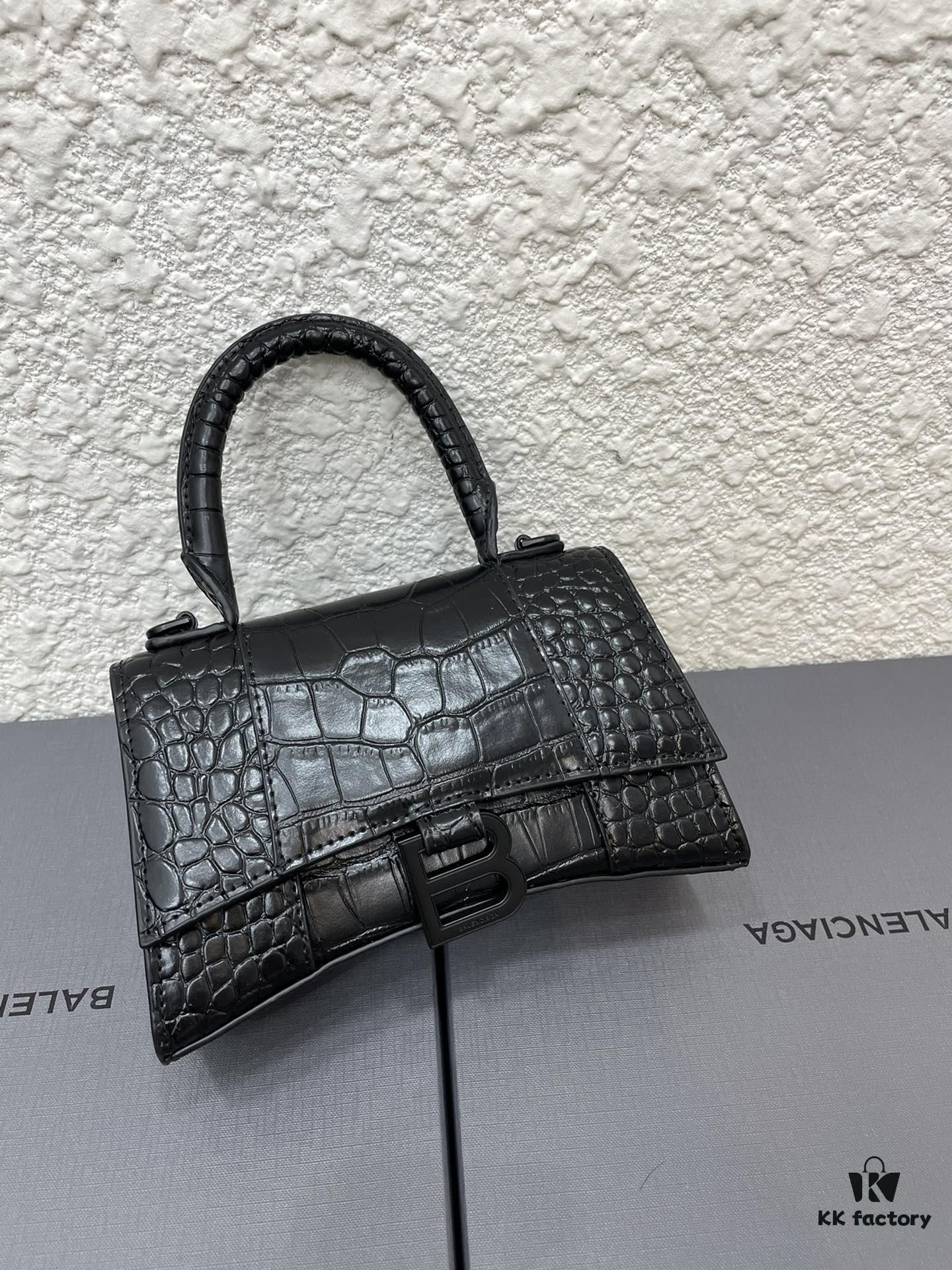 6930dd016e68136f4d9b1d49 Balenciaga Hourglass Bag with Crocodile Texture and Black Buckle - Must-Have for Fashion Enthusiasts