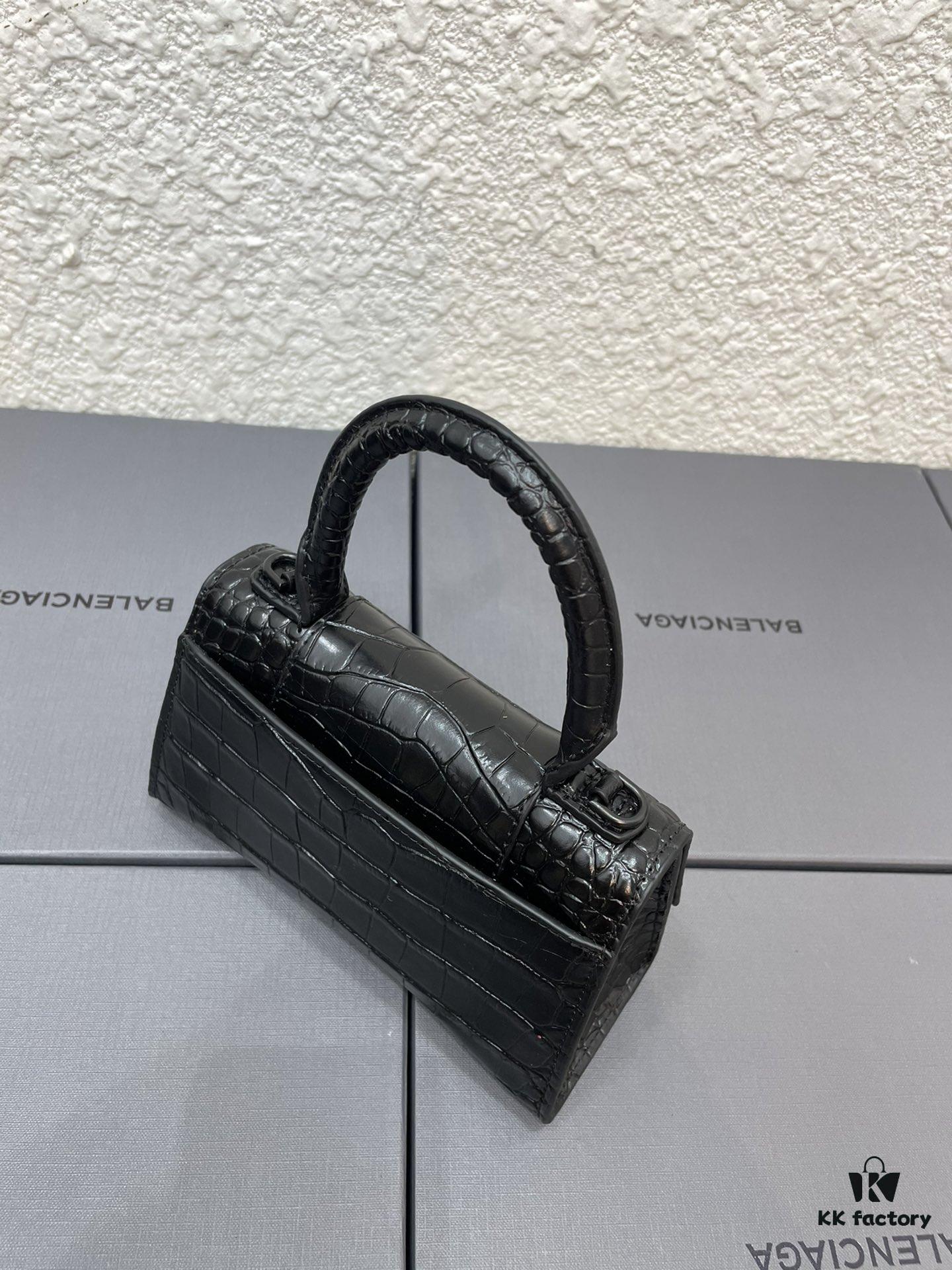 6930dd046e68136f4d9b1d4d Balenciaga Hourglass Bag with Crocodile Texture and Black Buckle - Must-Have for Fashion Enthusiasts