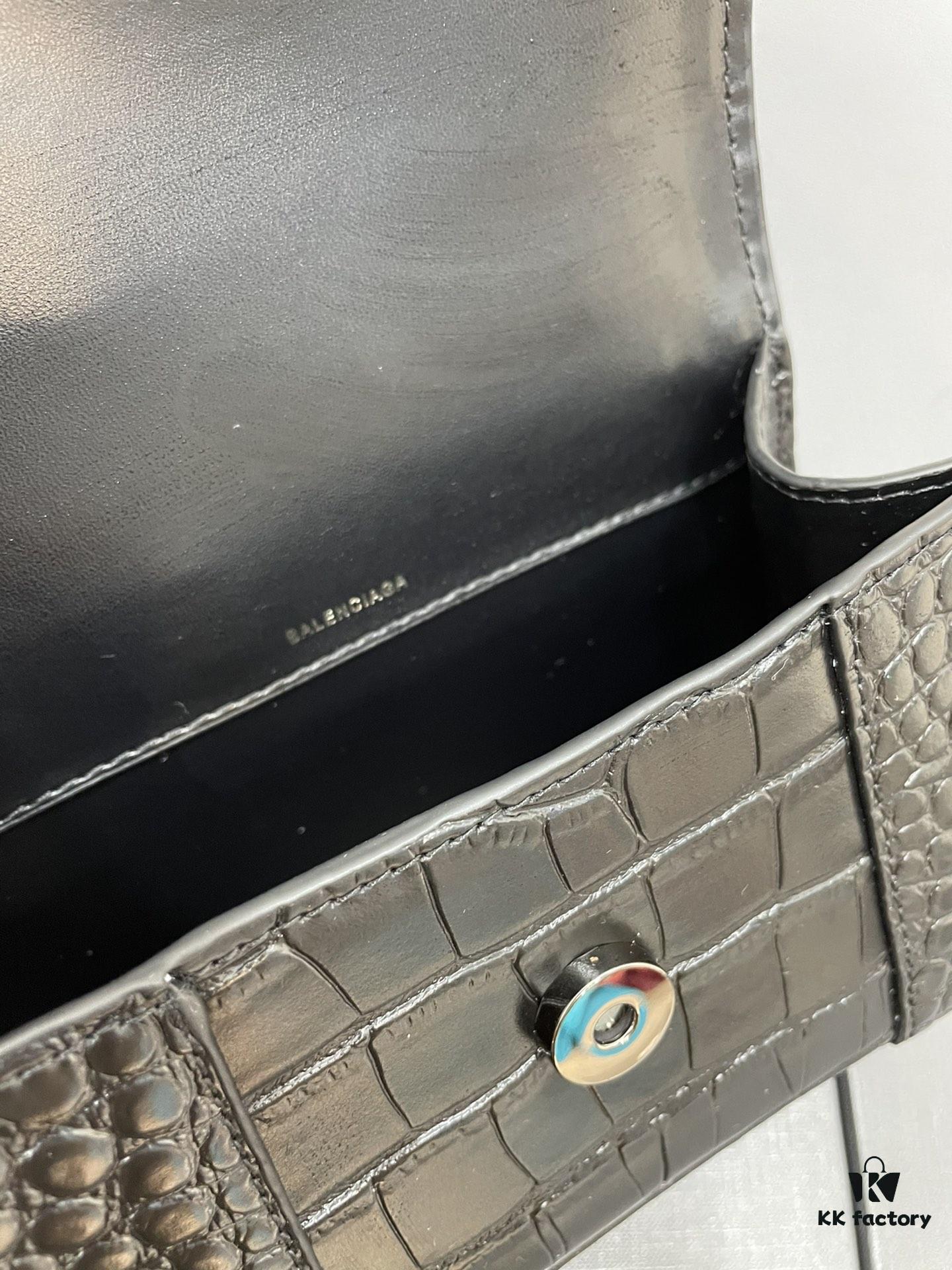 6930dd056e68136f4d9b1d4e Balenciaga Hourglass Bag with Crocodile Texture and Black Buckle - Must-Have for Fashion Enthusiasts