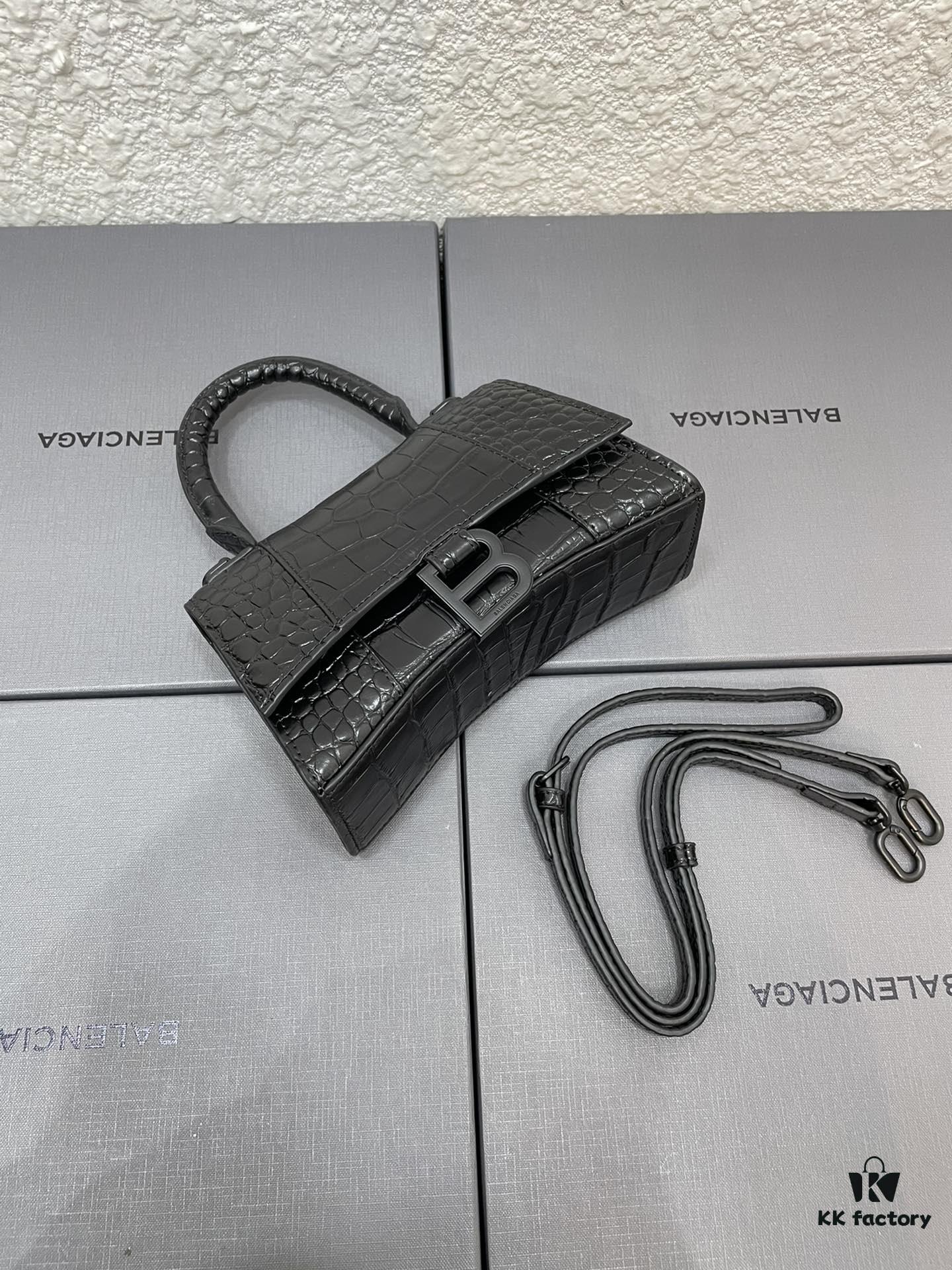 6930dd126e68136f4d9b1d5d Balenciaga Hourglass Bag with Crocodile Texture and Black Buckle - Must-Have for Fashion Enthusiasts