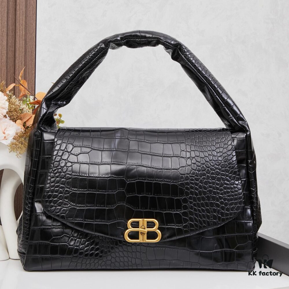 6930dd516e68136f4d9b1daf Large Crocodile-Embossed Balenciaga Monaco Bag