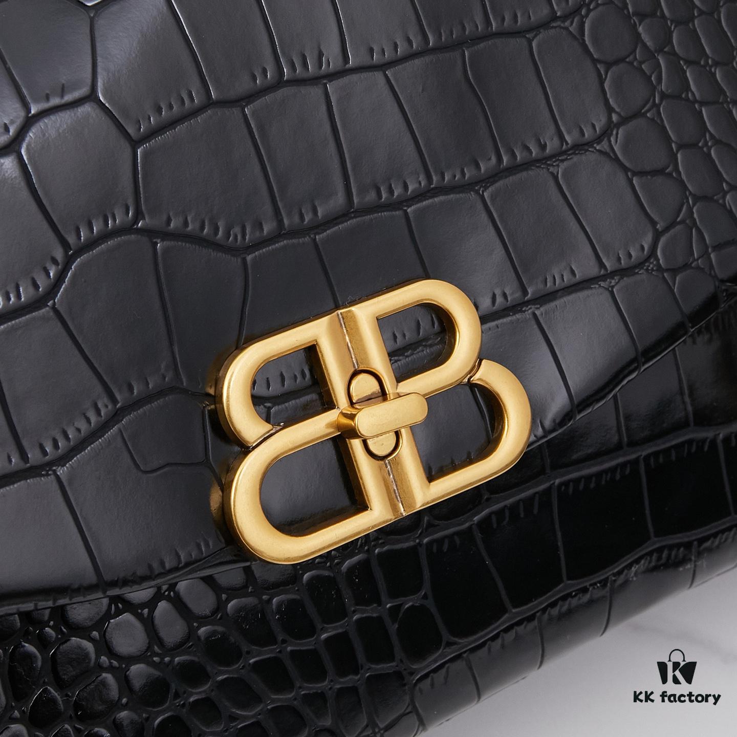Large Crocodile-Embossed Balenciaga Monaco Bag