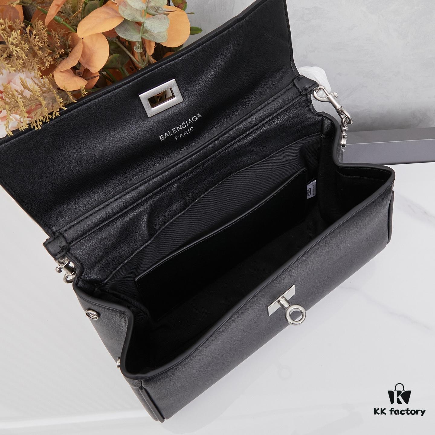 6930de0b6e68136f4d9b1eae New Arrival BALENCIAGA Rodeo Nano Chain Bag in Black Calfskin with Box