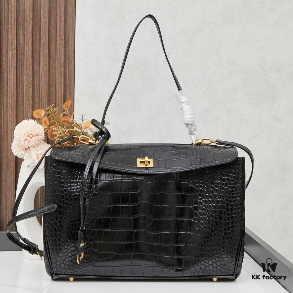 6930de216e68136f4d9b1ec4 Large Crocodile-Embossed BALENCIAGA Paris Rodeo Series Handbag & Crossbody Bag