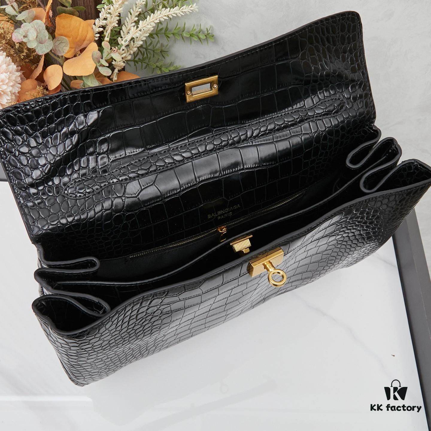 Large Crocodile-Embossed BALENCIAGA Paris Rodeo Series Handbag & Crossbody Bag