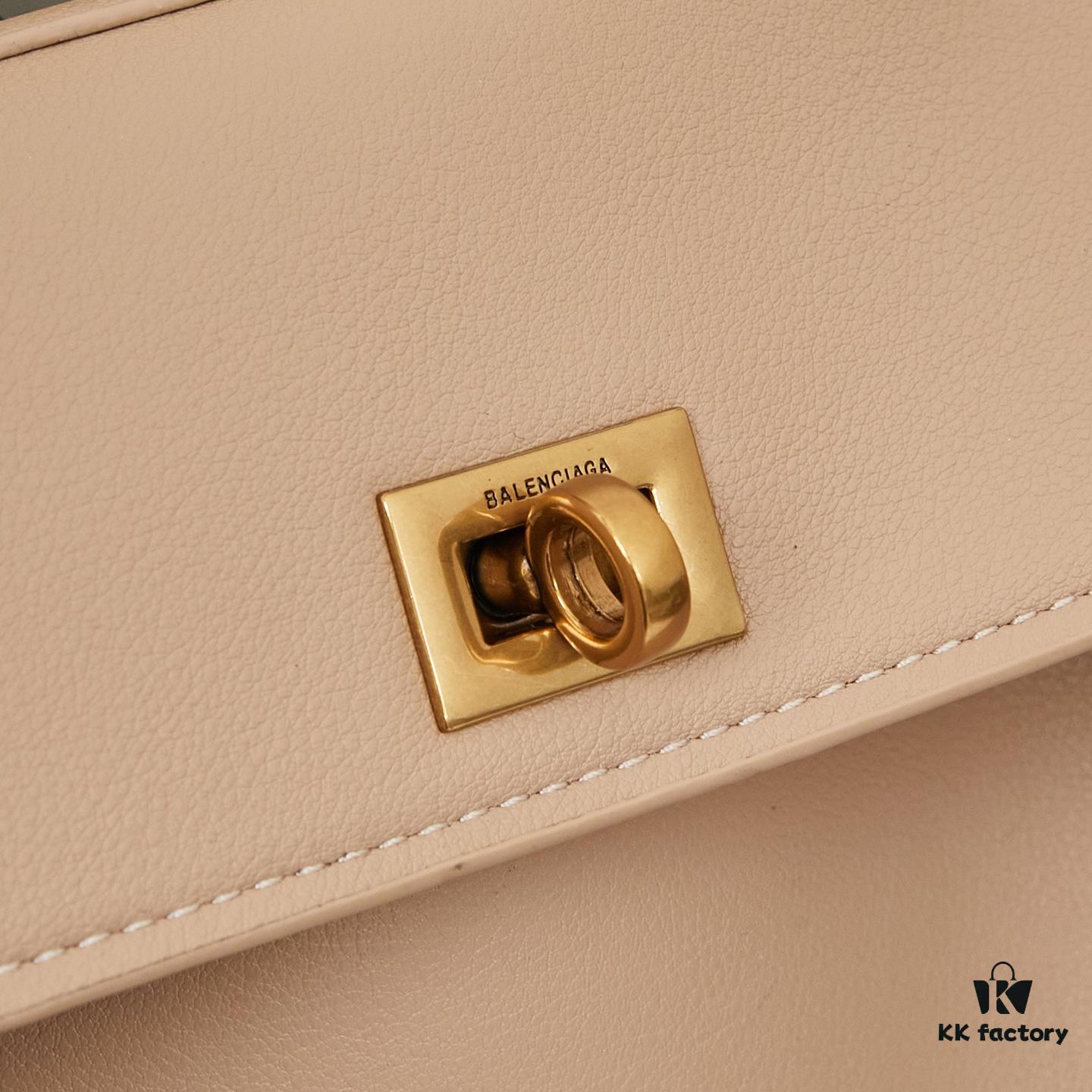 6930de4e6e68136f4d9b1eed Large Smooth Leather BALENCIAGA Paris Fashion! RODEO Series Handbag Crossbody Bag with Box