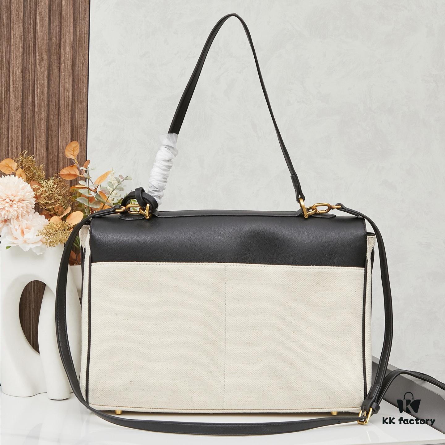 6930de6d6e68136f4d9b1f0a Large Fabric and Leather BALENCIAGA Paris Fashion! RODEO Series Handbag Crossbody Bag