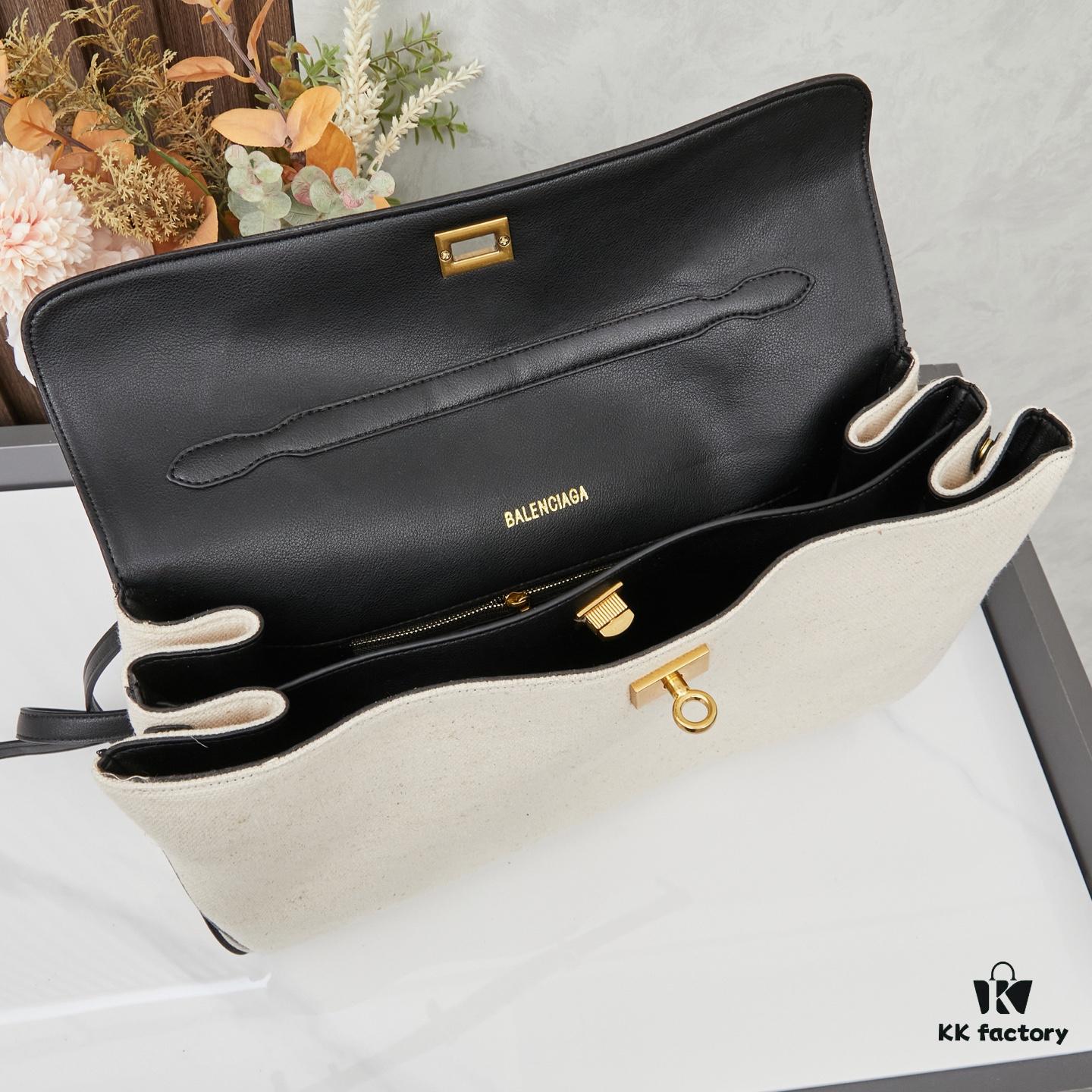 6930de6f6e68136f4d9b1f0b Large Fabric and Leather BALENCIAGA Paris Fashion! RODEO Series Handbag Crossbody Bag