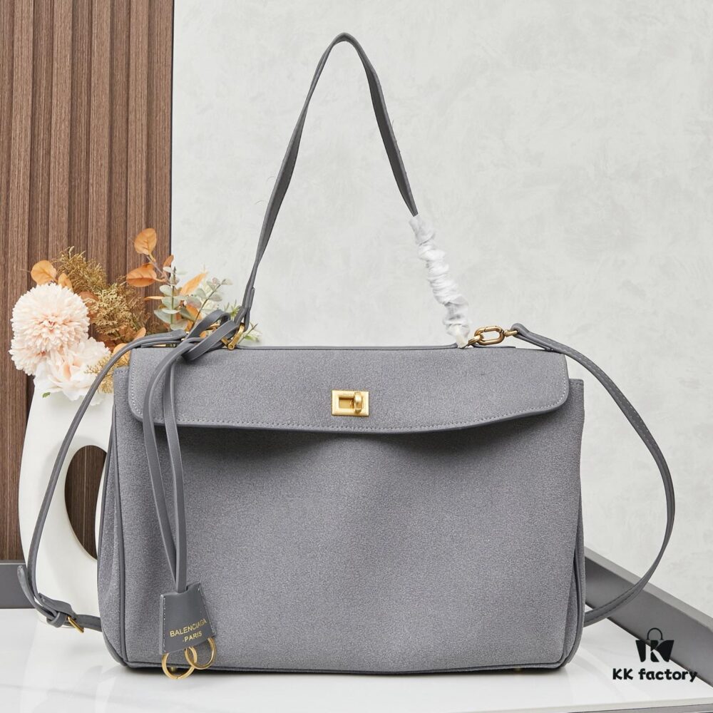 6930de846e68136f4d9b1f1d Large Matte Black BALENCIAGA Paris Fashion Rodeo Series Handbag & Crossbody Bag with Box