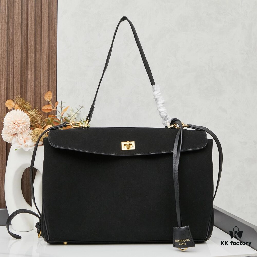 6930de996e68136f4d9b1f31 Large Matte Black BALENCIAGA Paris Fashion Rodeo Series Handbag & Crossbody Bag with Box