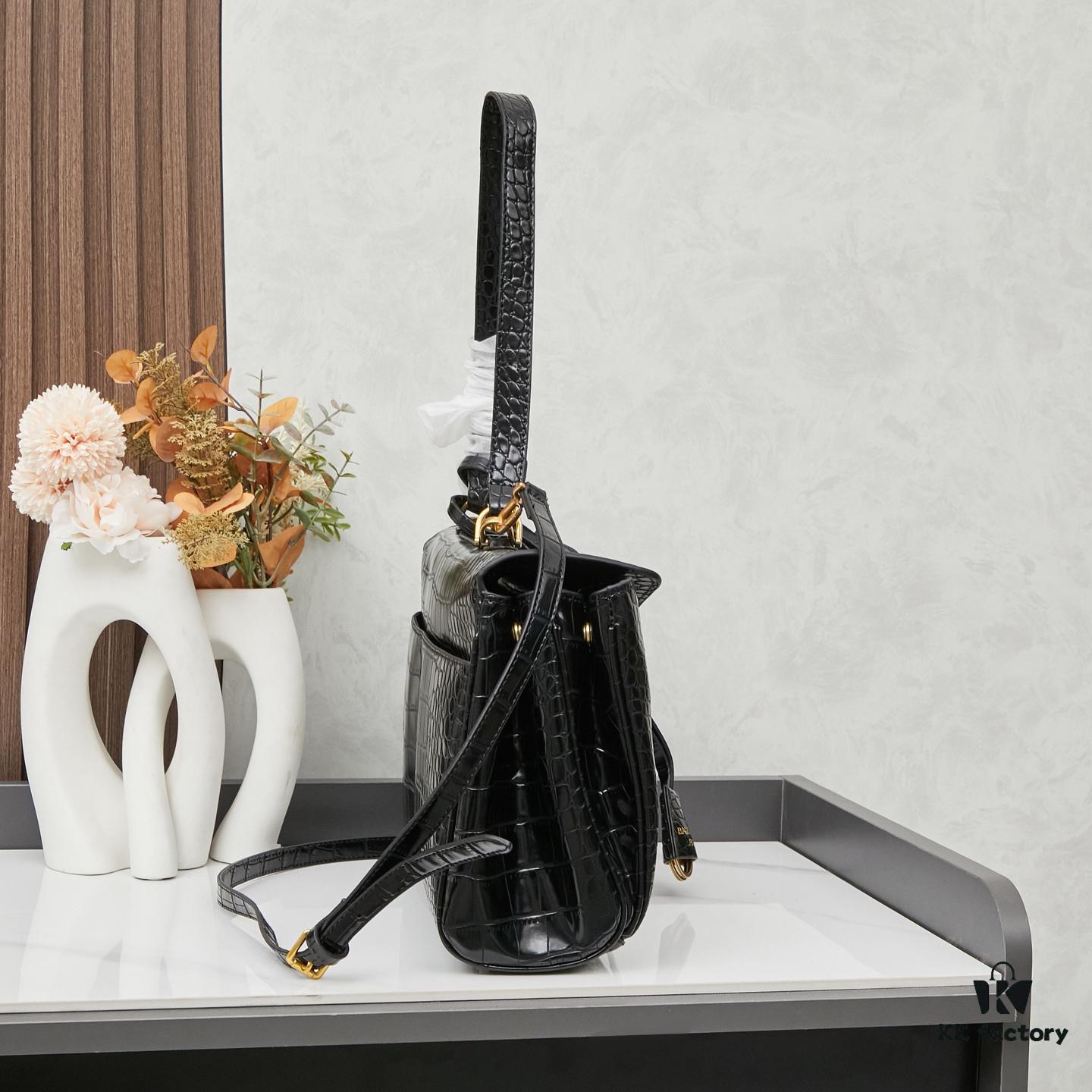6930dea16e68136f4d9b1f3b Mini Crocodile Embossed BALENCIAGA Paris! RODEO Series Handbag Crossbody Bag
