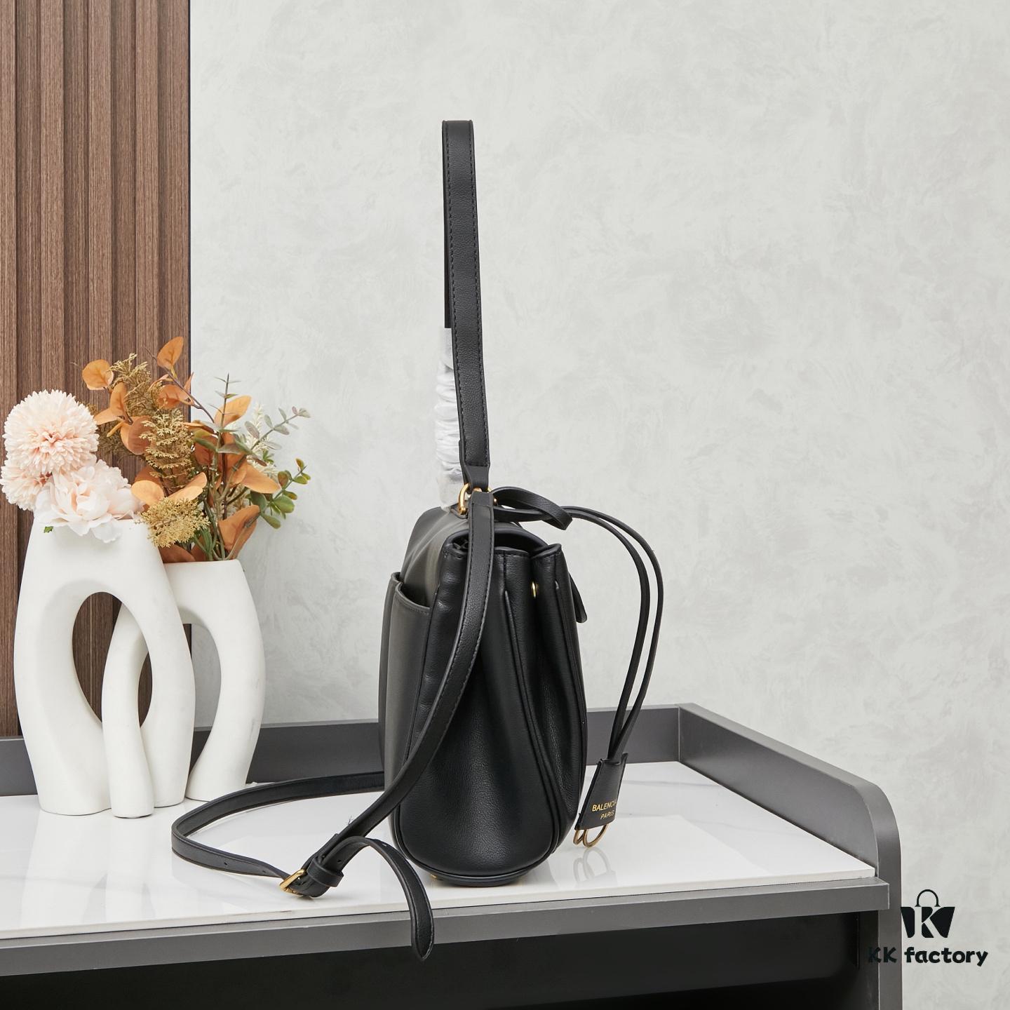 6930deaf6e68136f4d9b1f4a Small Rodeo Bag in Smooth Black Calfskin with Box | BALENCIAGA Paris