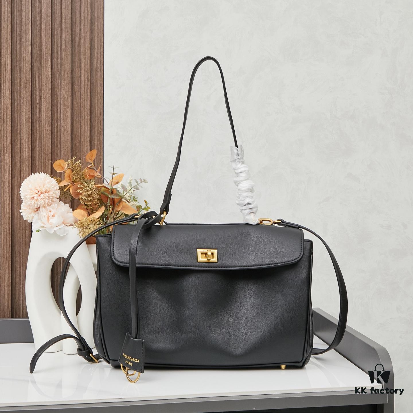 6930deaf6e68136f4d9b1f4b Small Rodeo Bag in Smooth Black Calfskin with Box | BALENCIAGA Paris