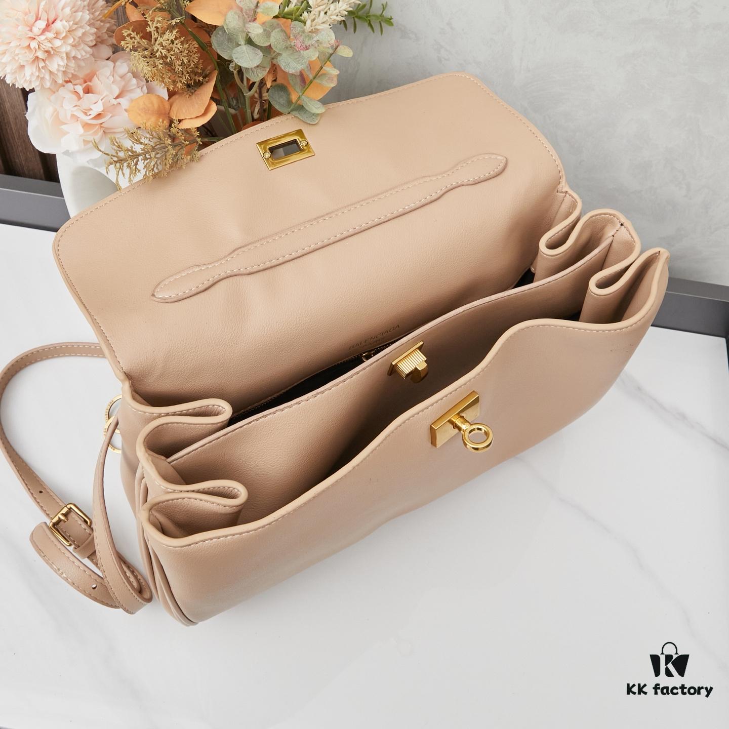 6930debd6e68136f4d9b1f5d BALENCIAGA Paris Fashion! Rodeo Series! Small Smooth Leather Handbag Crossbody Bag with Box