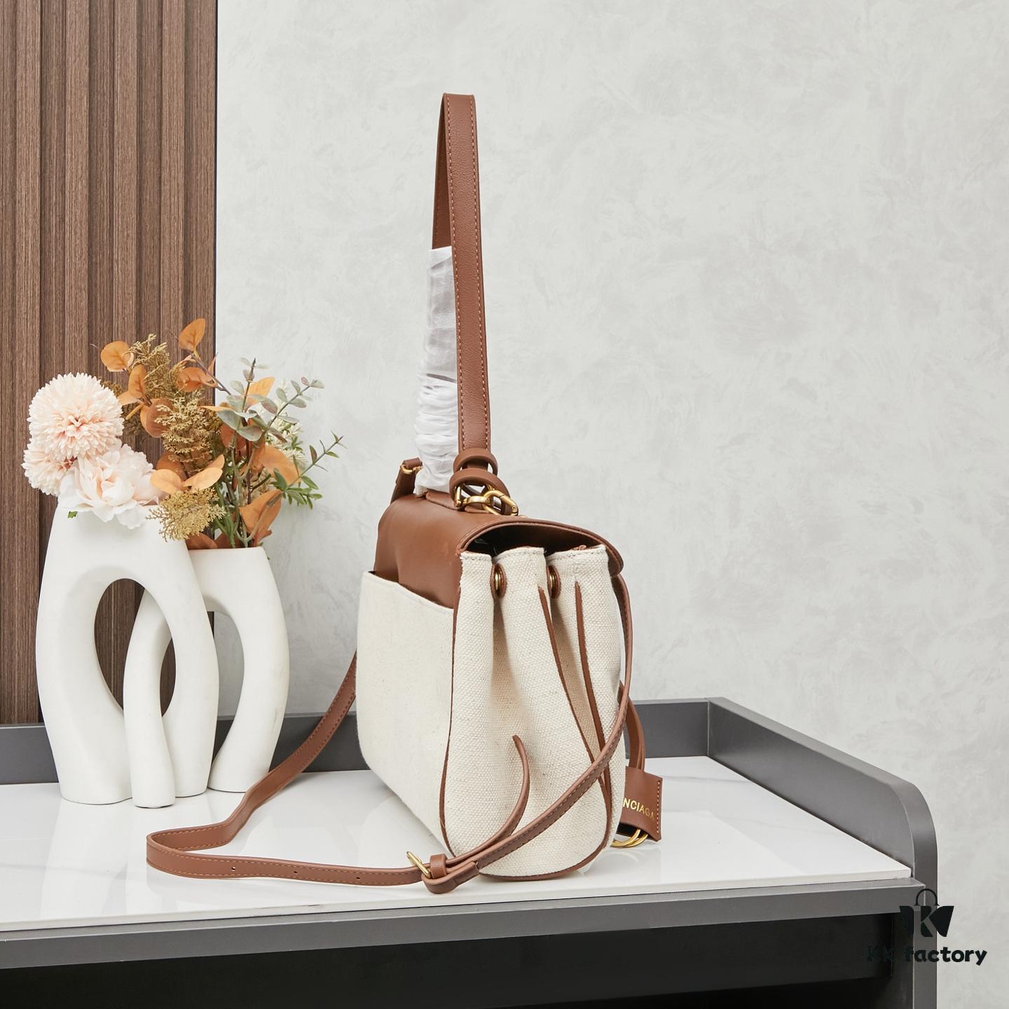 6930ded46e68136f4d9b1f79 Small Fabric and Leather BALENCIAGA Paris Fashion! RODEO Series Handbag Crossbody Bag