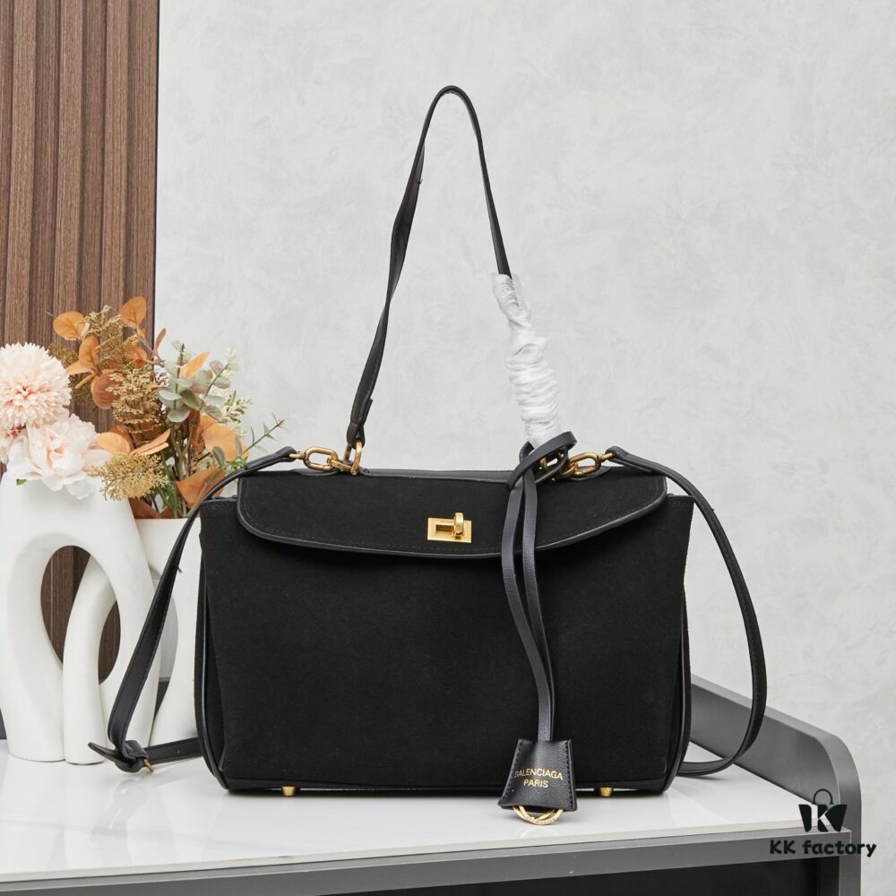 6930ded96e68136f4d9b1f7e Small Matte Black BALENCIAGA Paris Fashion! RODEO Series Handbag Crossbody Bag Latest Version!