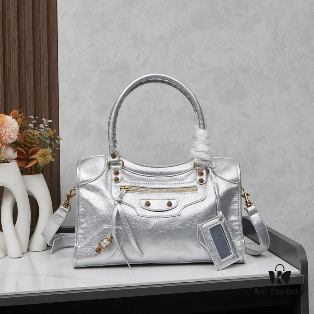 6930df1d6e68136f4d9b1fd2 Balenciaga Biker Bag in Medium Size with Gold Buckle, Includes Box - Gaint City Collection