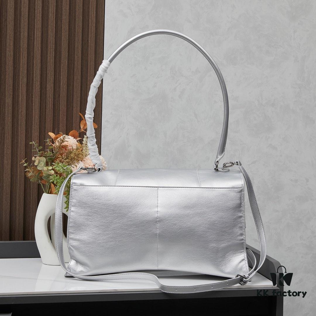 6930df2a6e68136f4d9b1fe8 Large Silver Buckle (With Box) Balenciaga Latest Long Handle Hourglass Bag